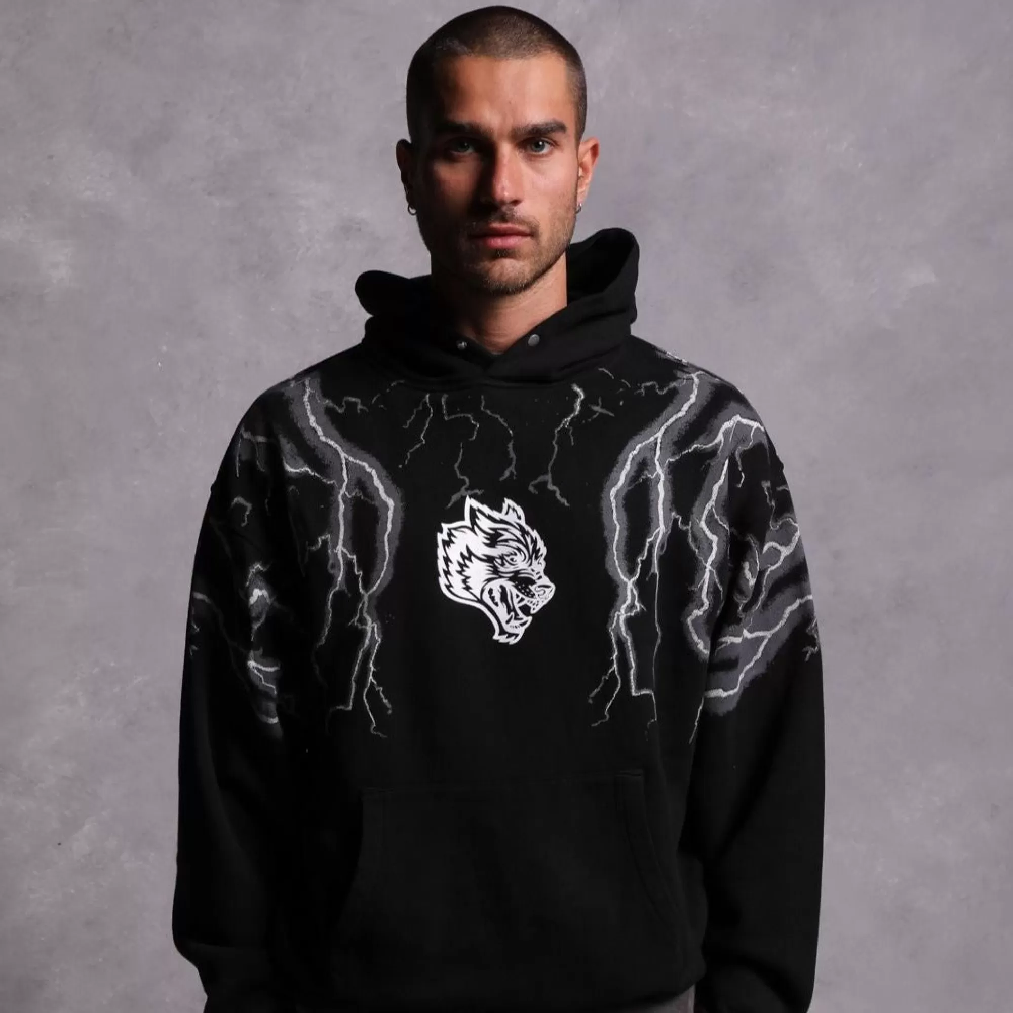 Outlet Above Us "Pierce" Hoodie In Black/White Lightning Men Pierce Hoodies