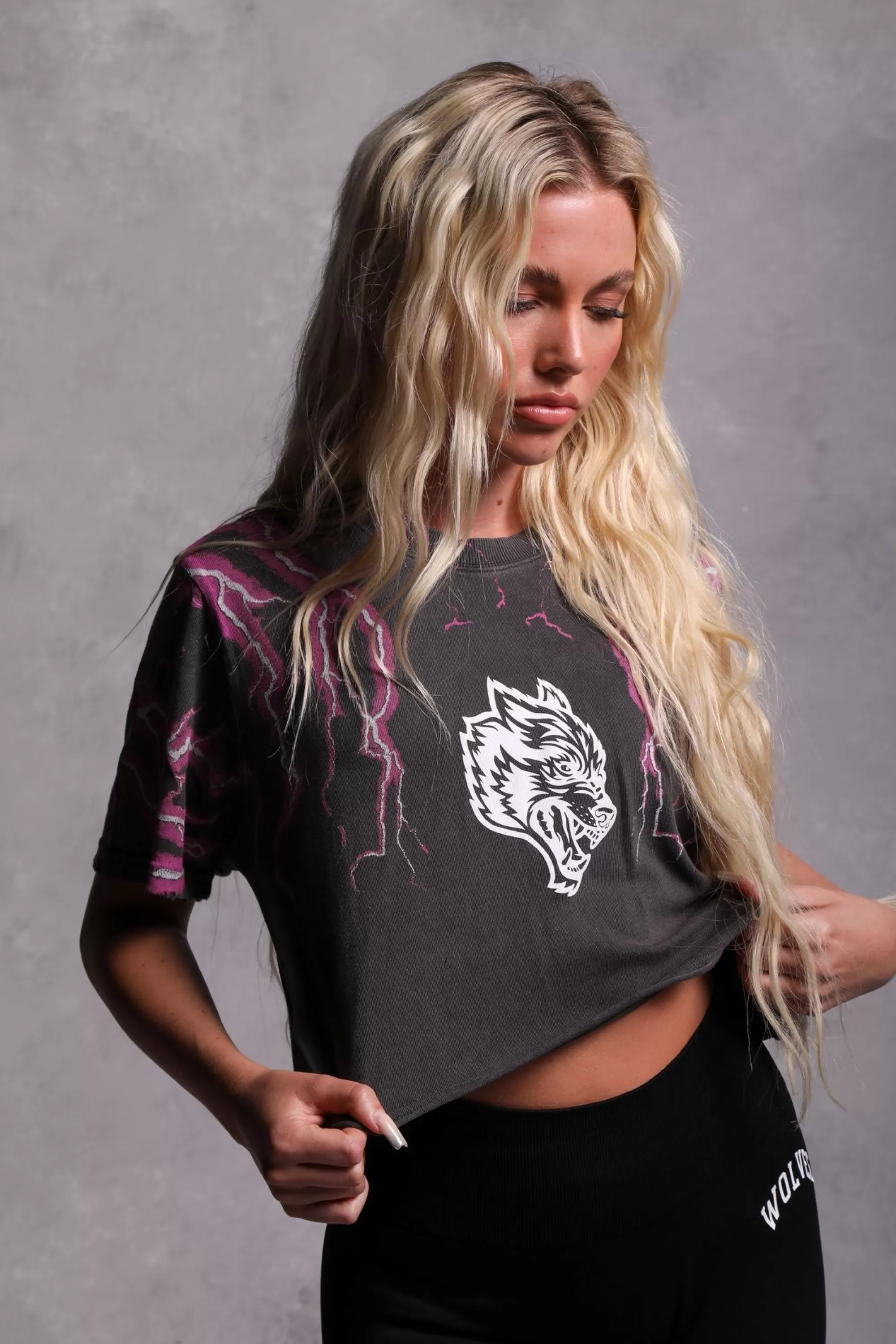 Shop Above Us "Premium Vintage" Distressed (Cropped) Tee In Wolf Gray Women Tops
