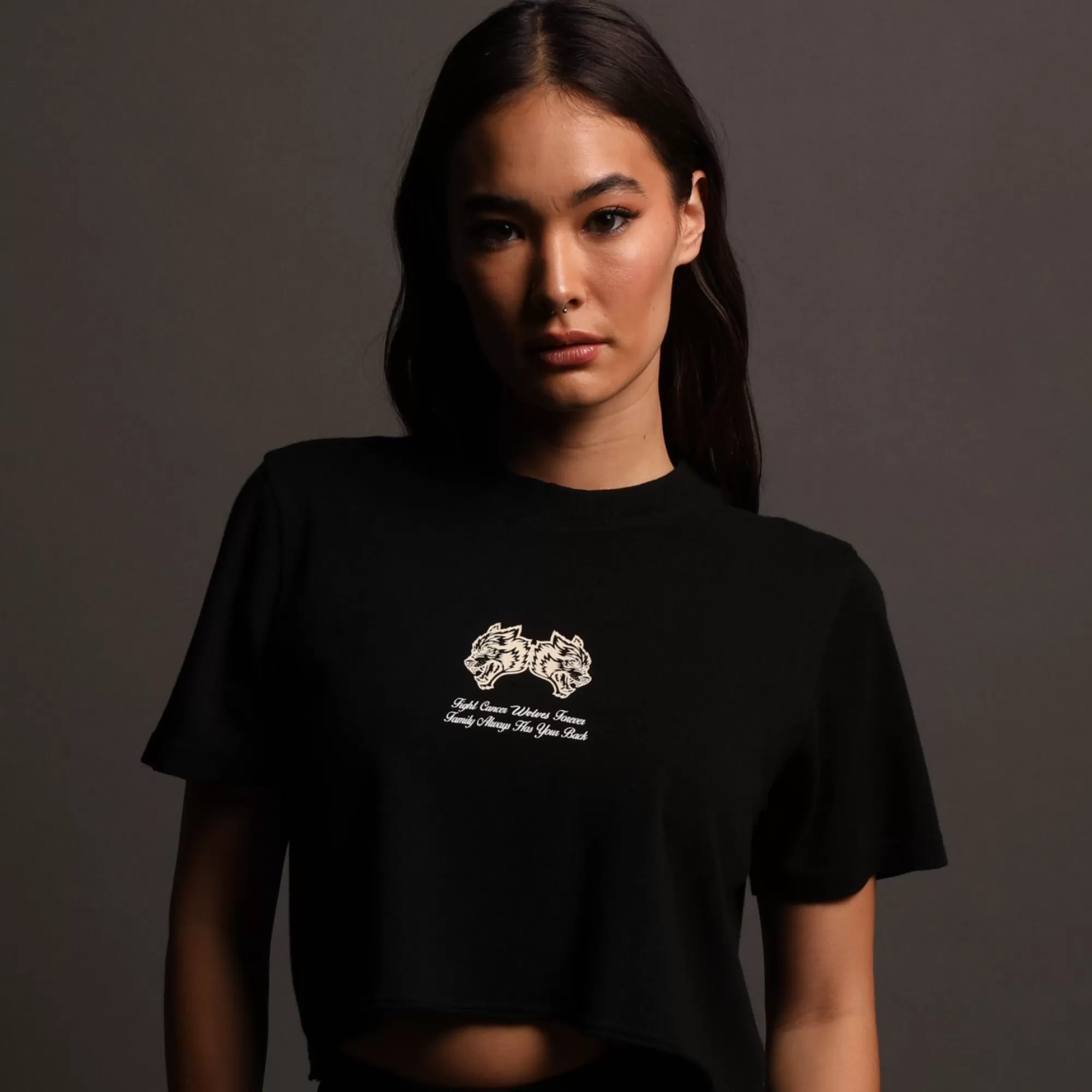 Store Always Have Your Back "Premium" (Cropped) Tee In Black/Cream Women Tops