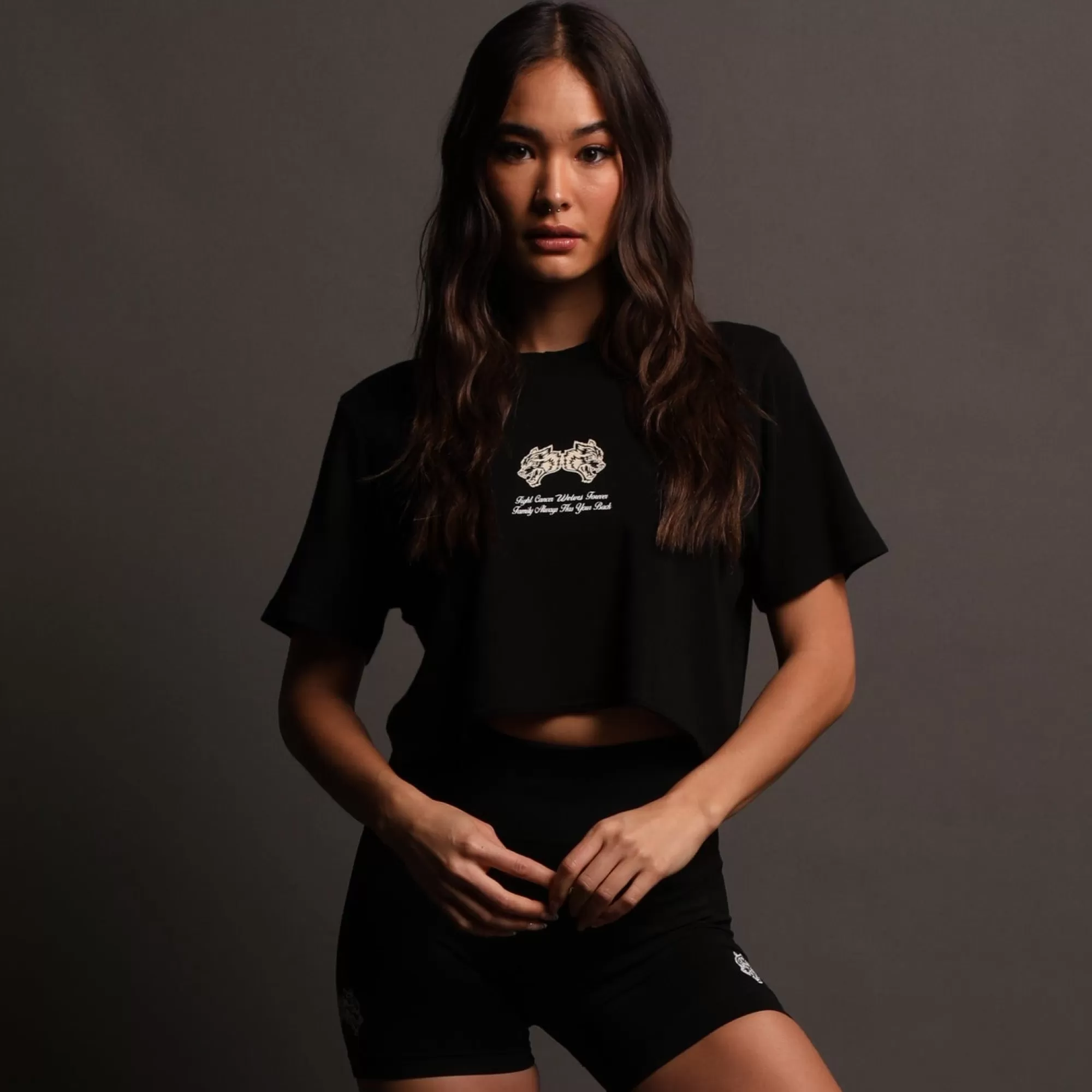 Store Always Have Your Back "Premium" (Cropped) Tee In Black/Cream Women Tops