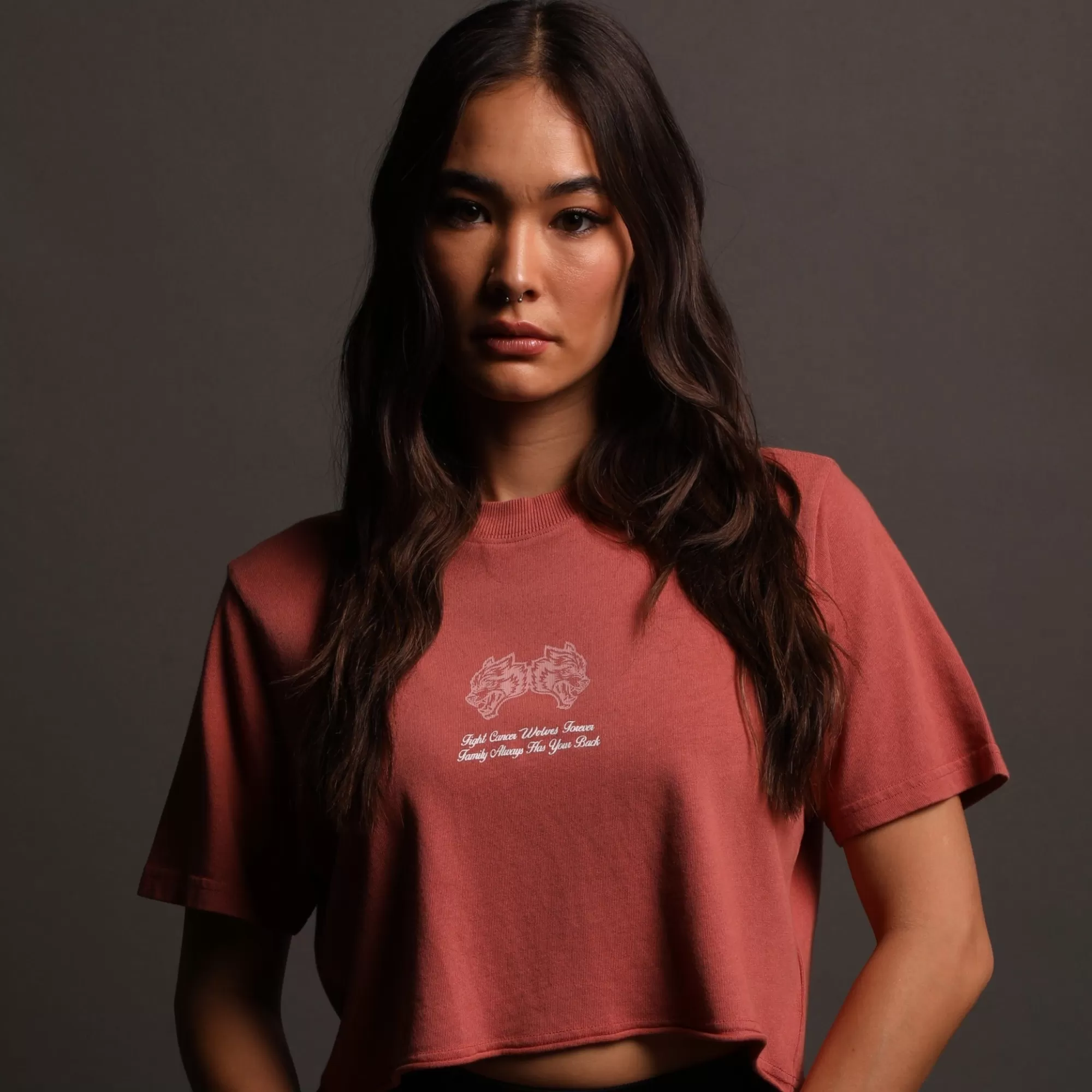 Clearance Always Have Your Back "Premium" (Cropped) Tee In Desert Sky Mauve/Light Mauve Women Tops