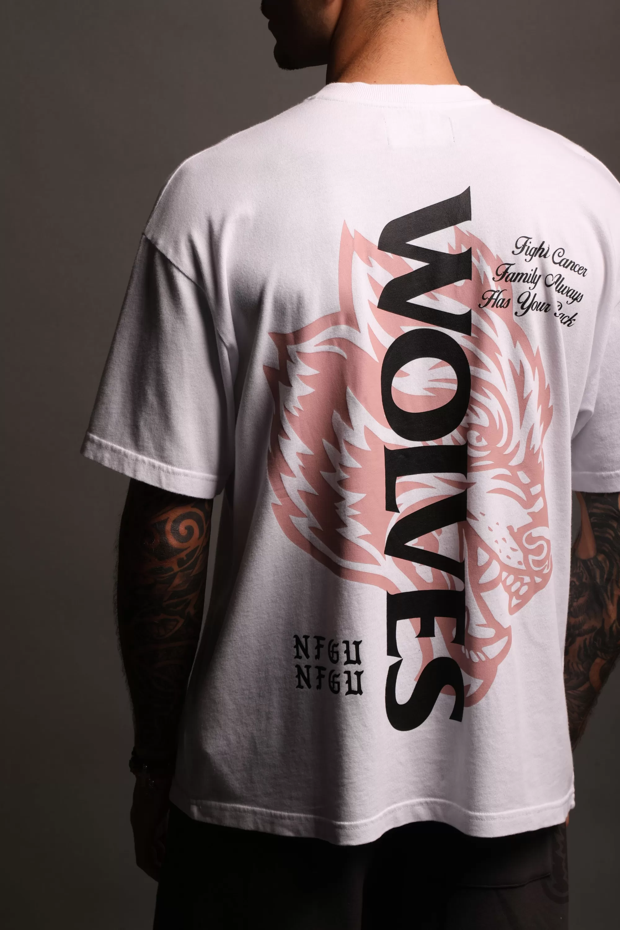 Best Always Have Your Back "Premium" Oversized Tee In White/Light Mauve Men Premium/Oversized Tees