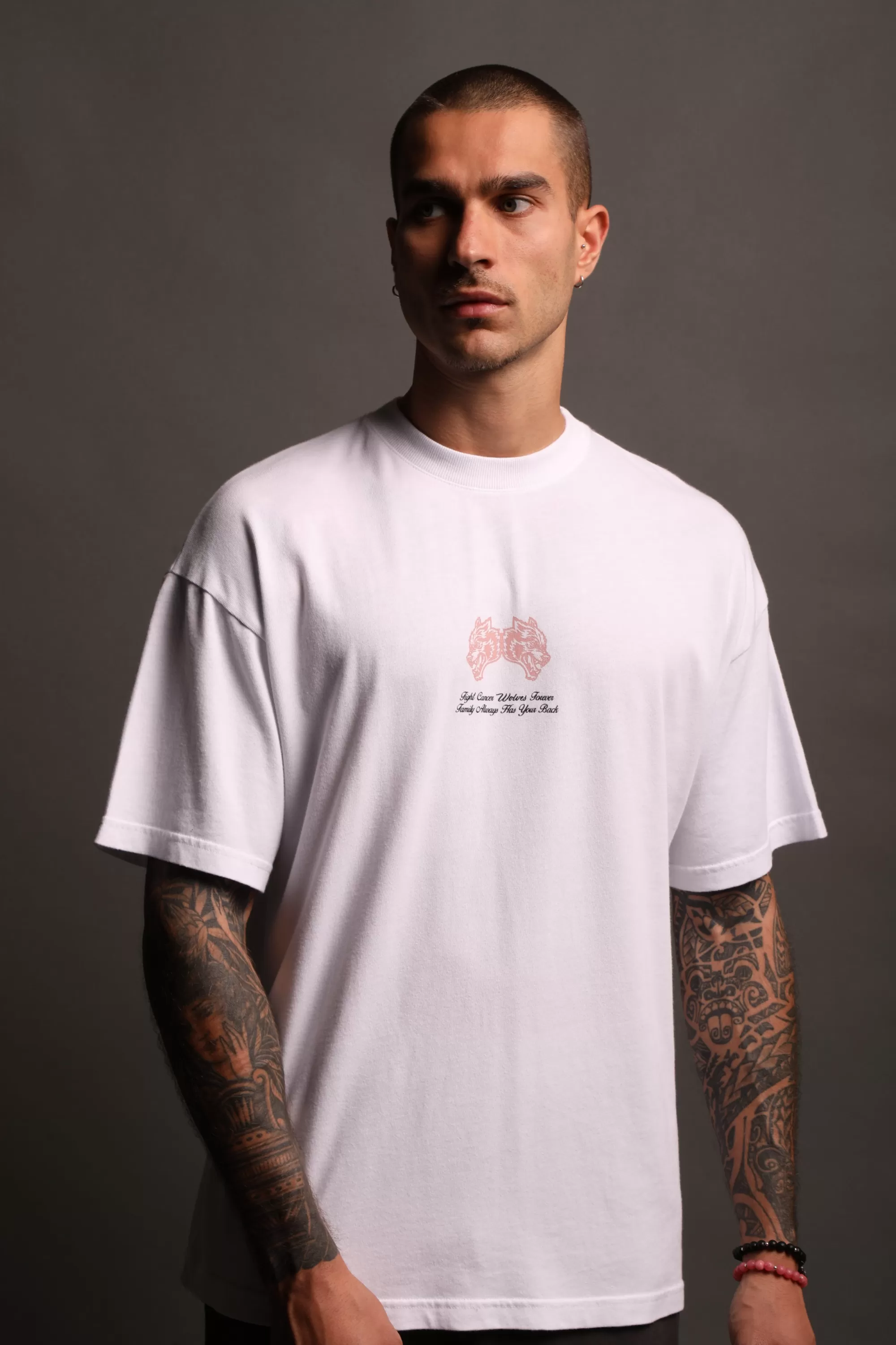 Best Always Have Your Back "Premium" Oversized Tee In White/Light Mauve Men Premium/Oversized Tees