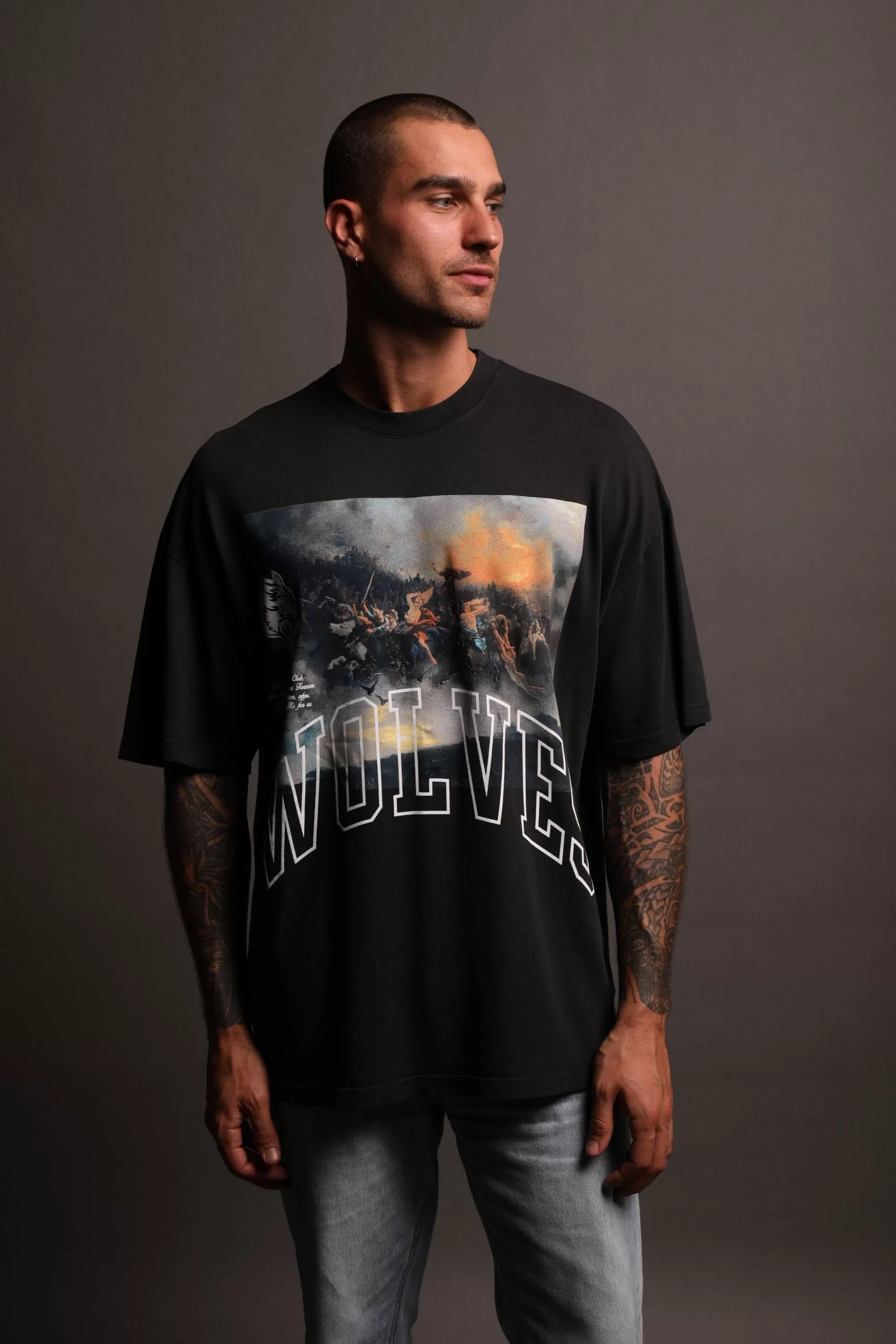 Online At The Gates "Premium" Oversized Tee In Black Men Premium/Oversized Tees