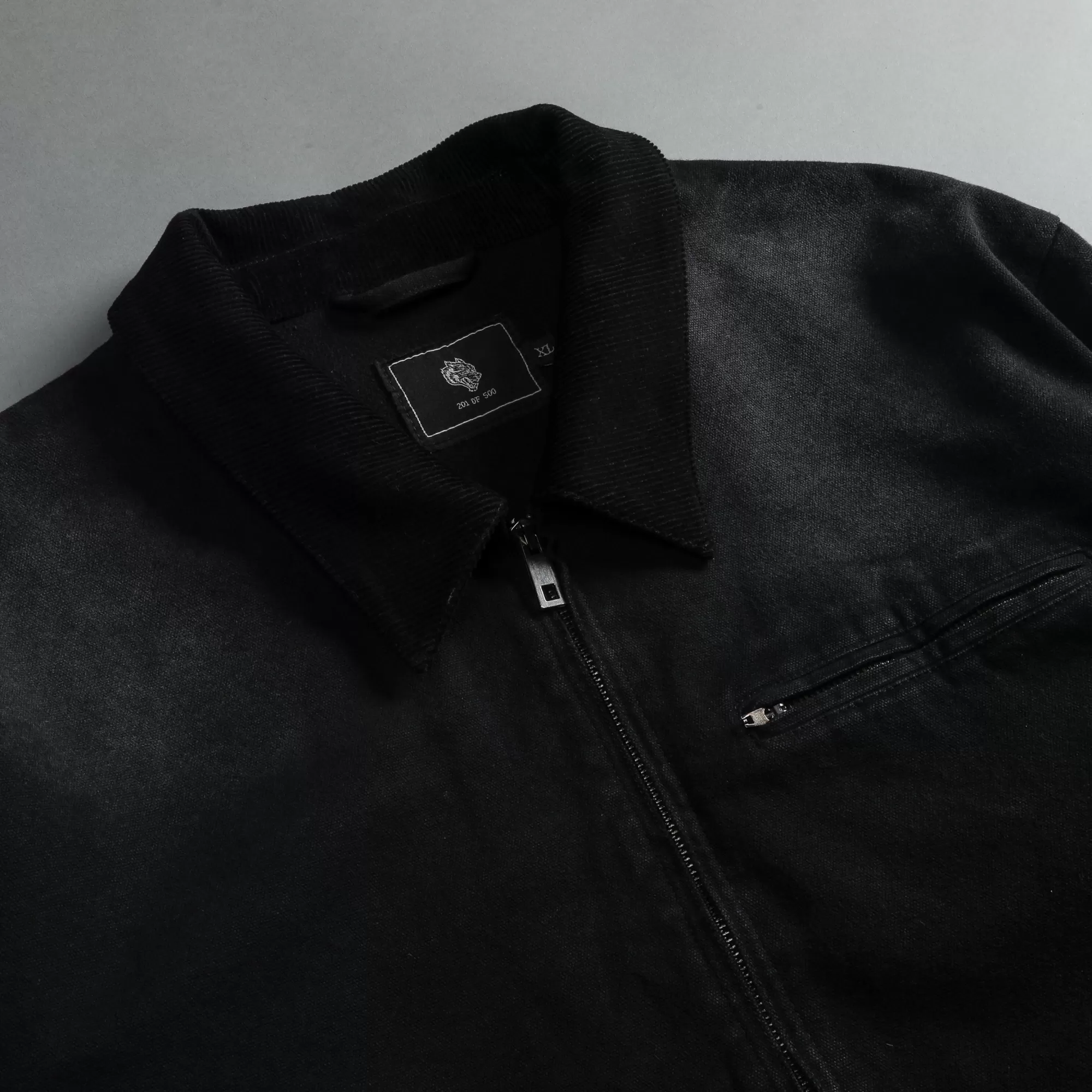 Shop Been Through It Hard Work Zip Jacket In Distressed Black Men Jackets/Outerwear