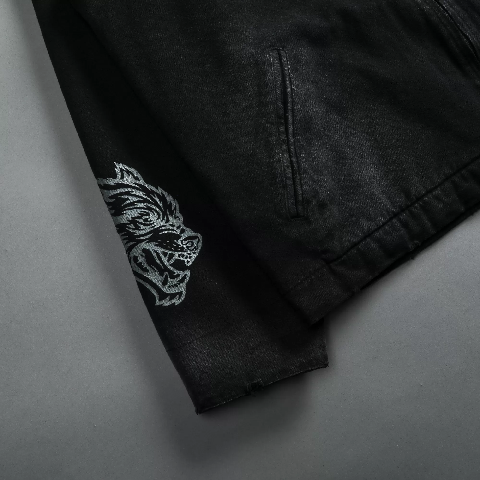 Shop Been Through It Hard Work Zip Jacket In Distressed Black Men Jackets/Outerwear