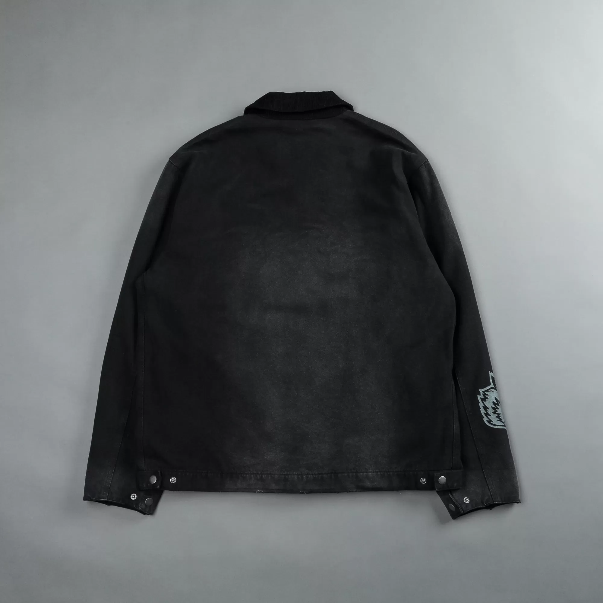Shop Been Through It Hard Work Zip Jacket In Distressed Black Men Jackets/Outerwear
