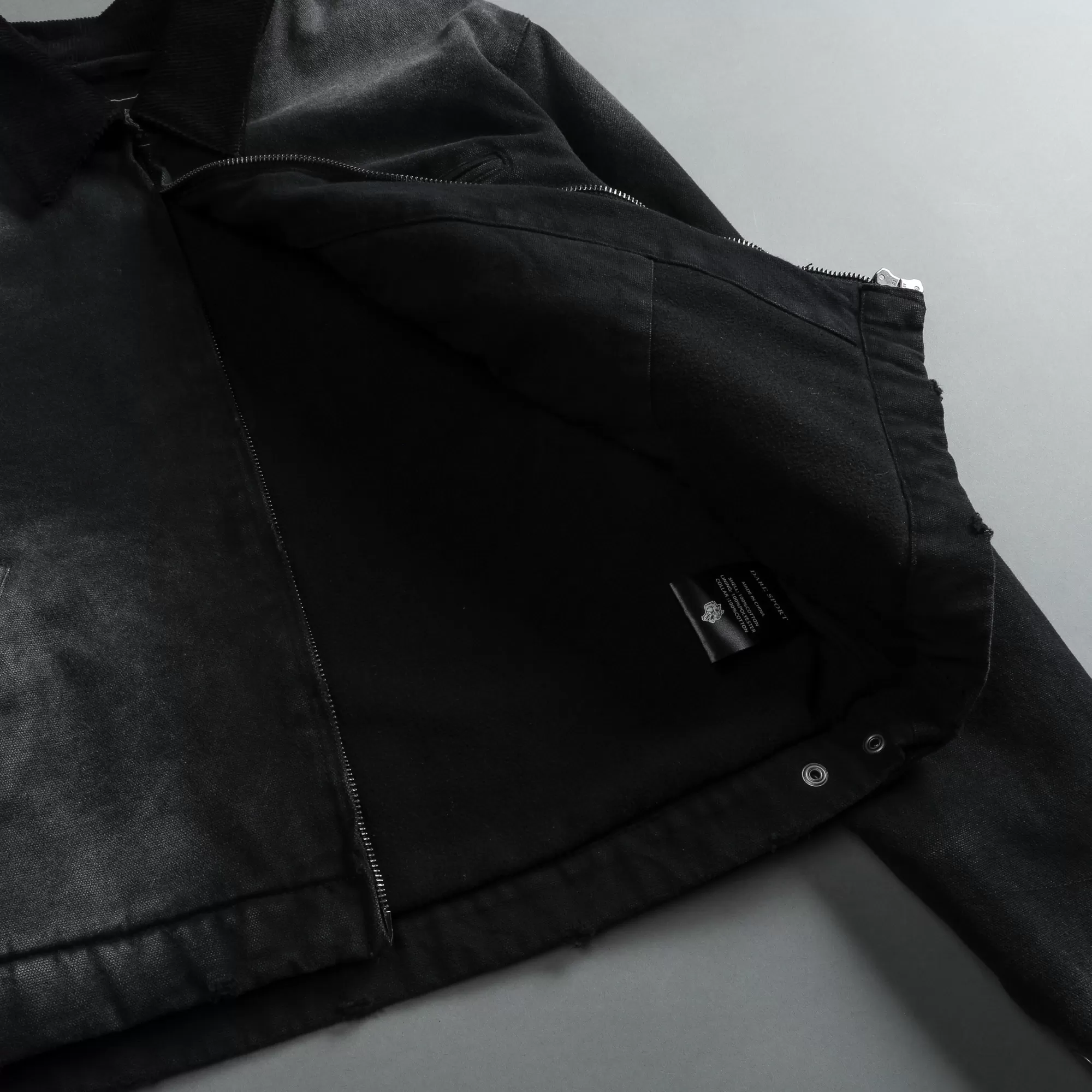 Shop Been Through It Hard Work Zip Jacket In Distressed Black Men Jackets/Outerwear