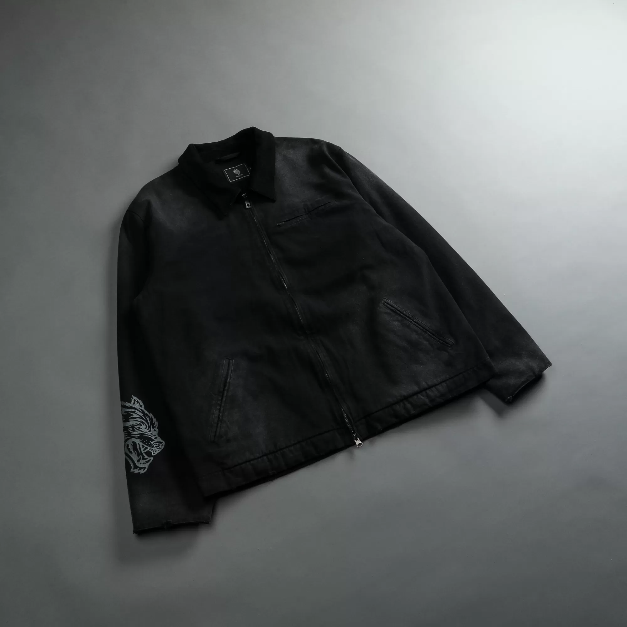 Shop Been Through It Hard Work Zip Jacket In Distressed Black Men Jackets/Outerwear