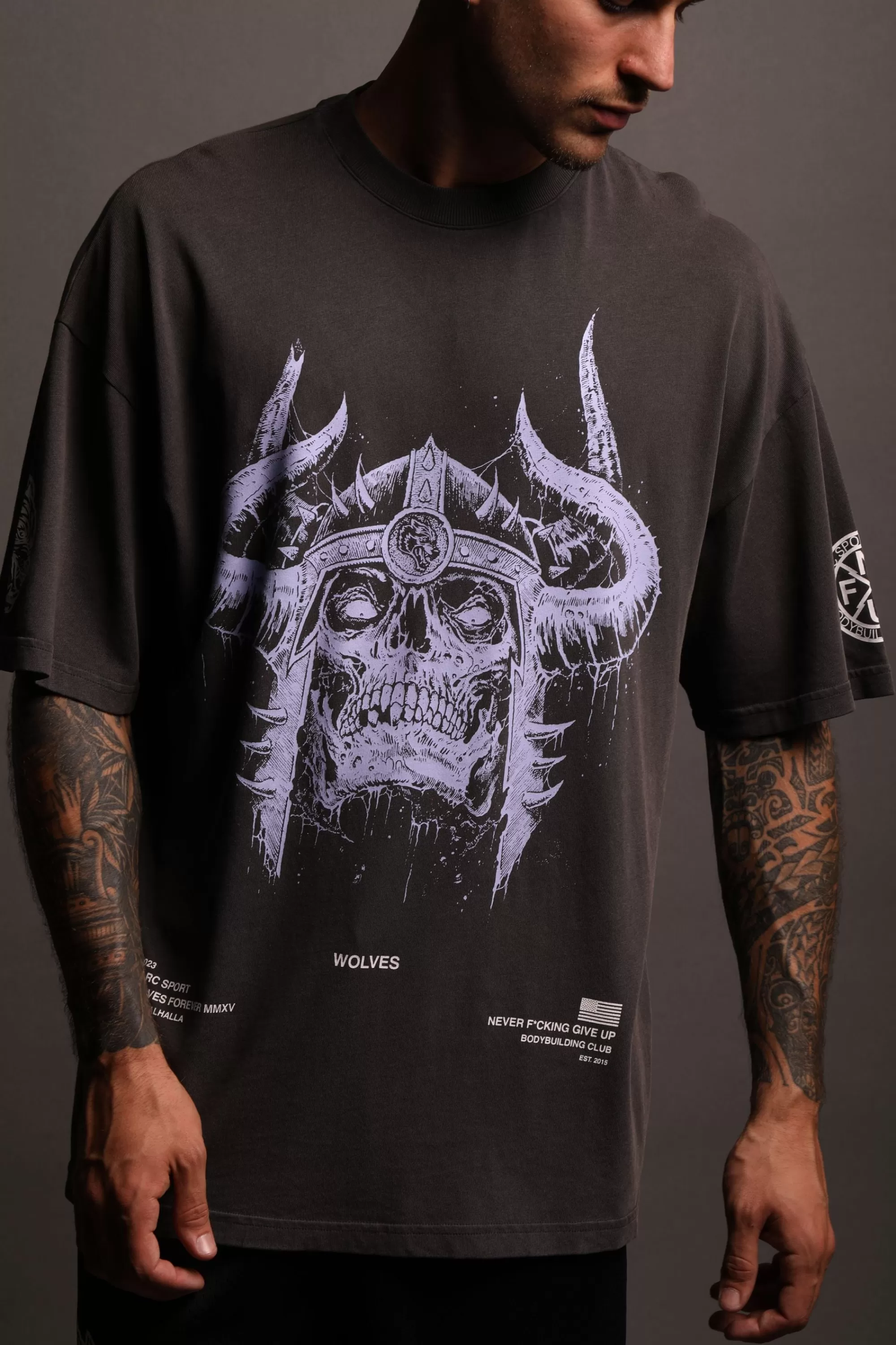 Shop Berserk "Premium Vintage" Oversized Tee In Wolf Gray Men Premium/Oversized Tees
