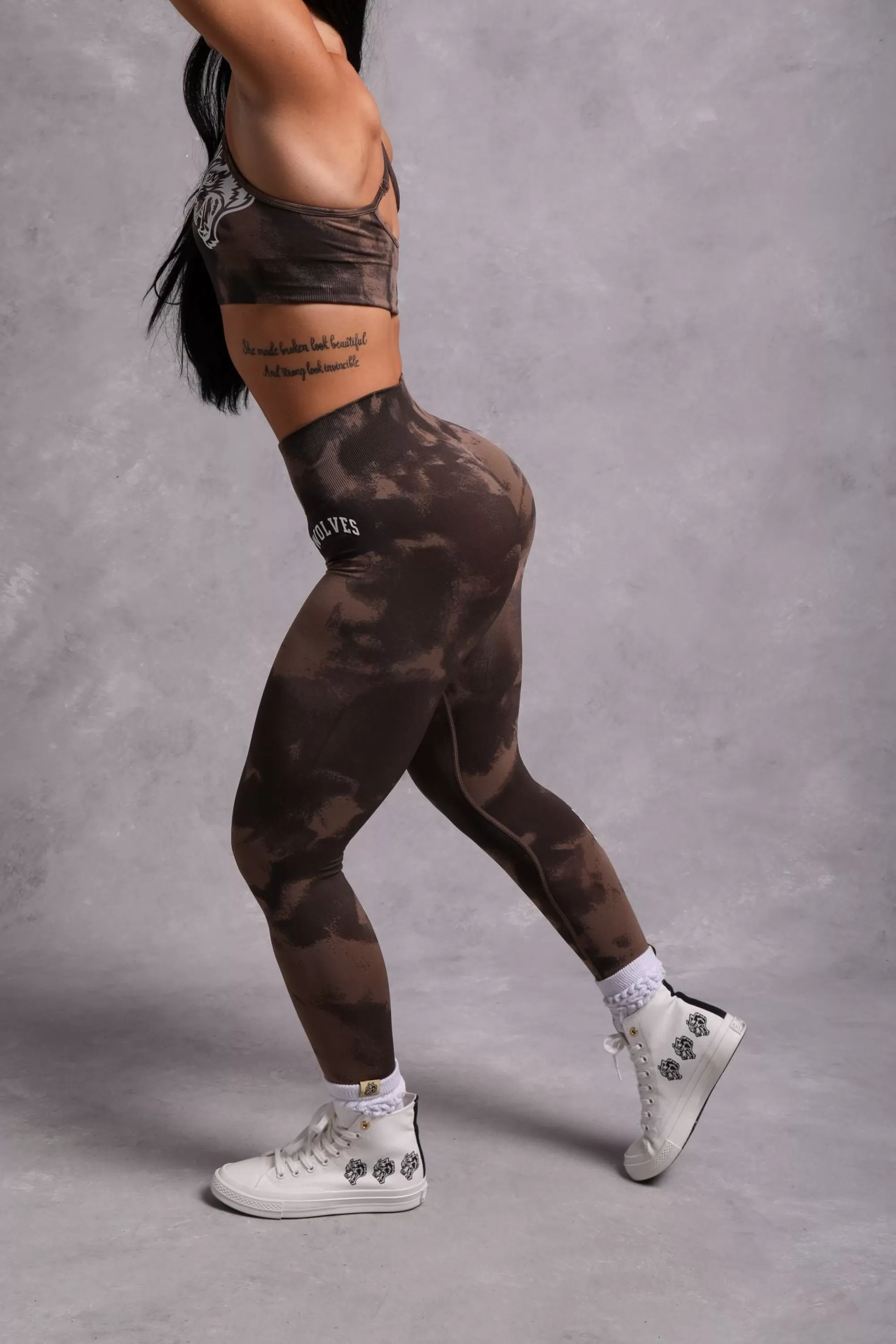 Best Sale Big Wolf Loyalty "Everson Scrunch" Leggings In Mojave Brown Jumbo Marble Women Bottoms