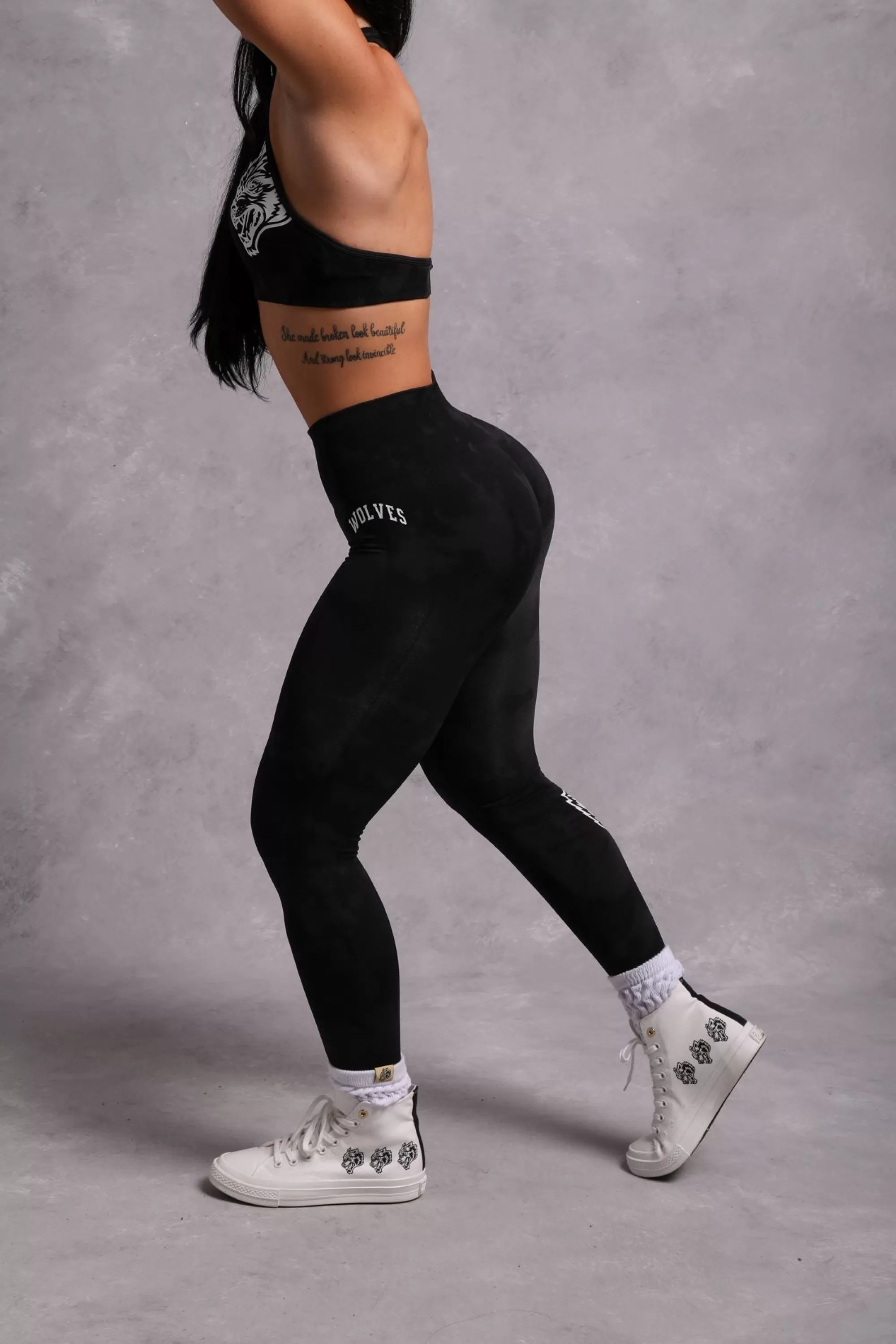 Store Big Wolf Loyalty "Everson Scrunch" Leggings In Tonal Black Jumbo Marble Women Bottoms