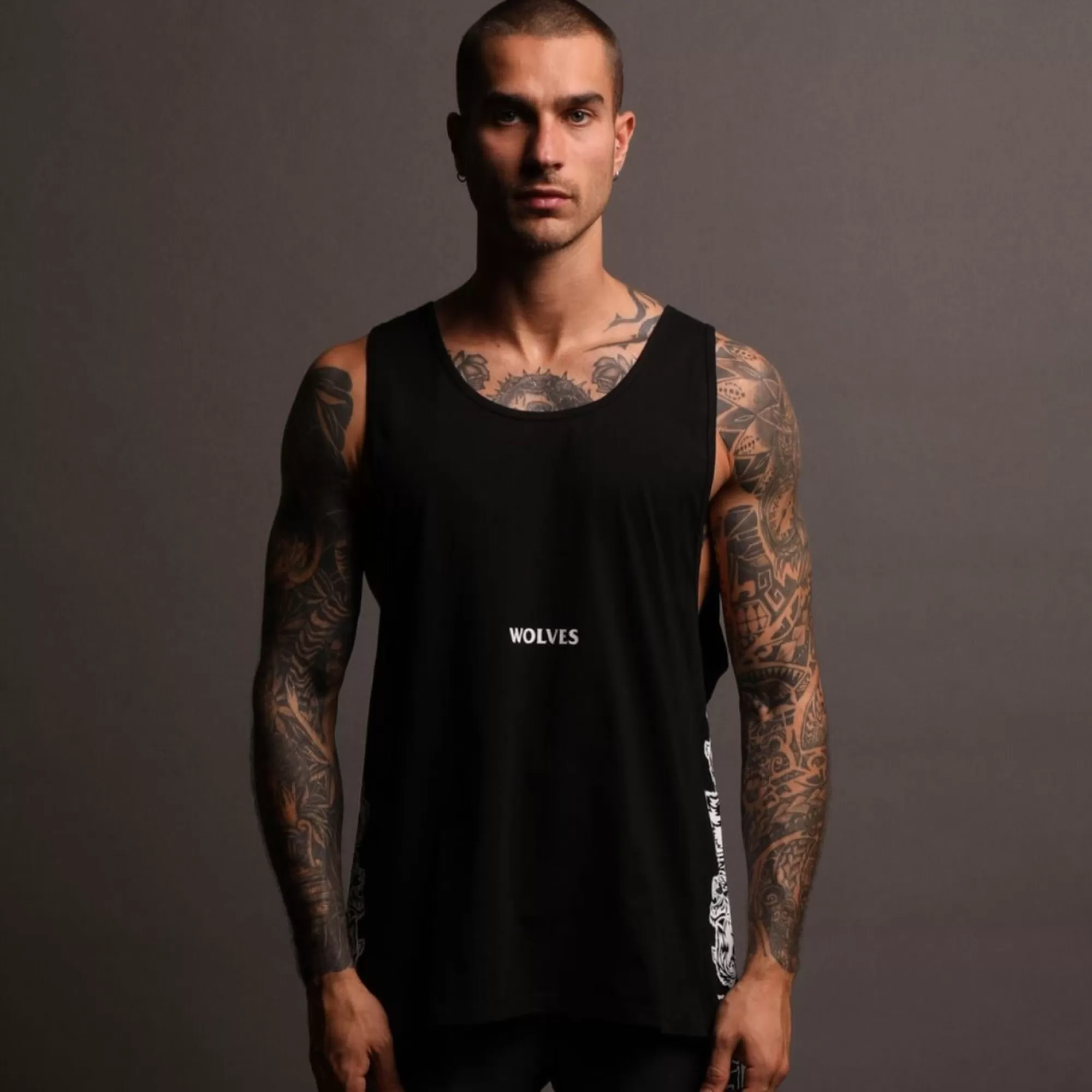 Cheap Covered "Panel" Tank In Black Men Tanks/Muscle Tees