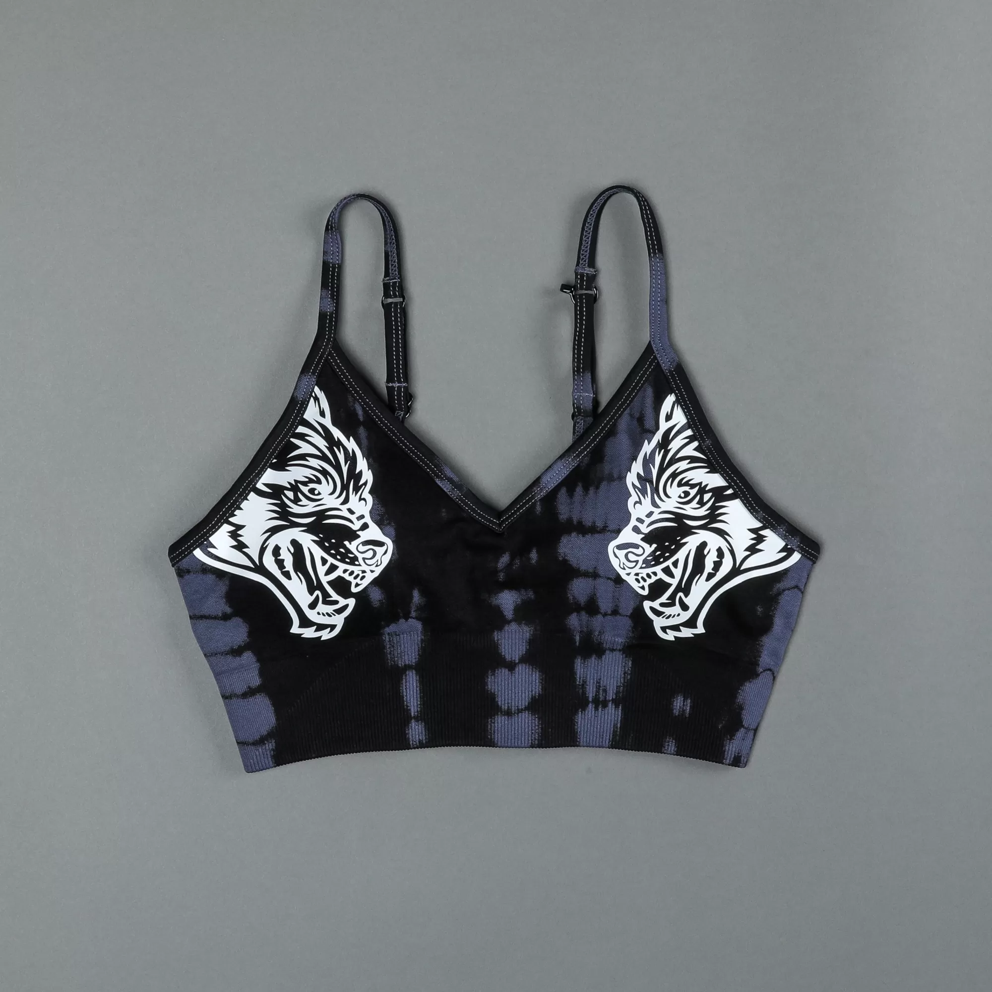 Hot Dual "Everson Seamless" Sports Bra In Tonal Midnight Blue Serpent Women Tops
