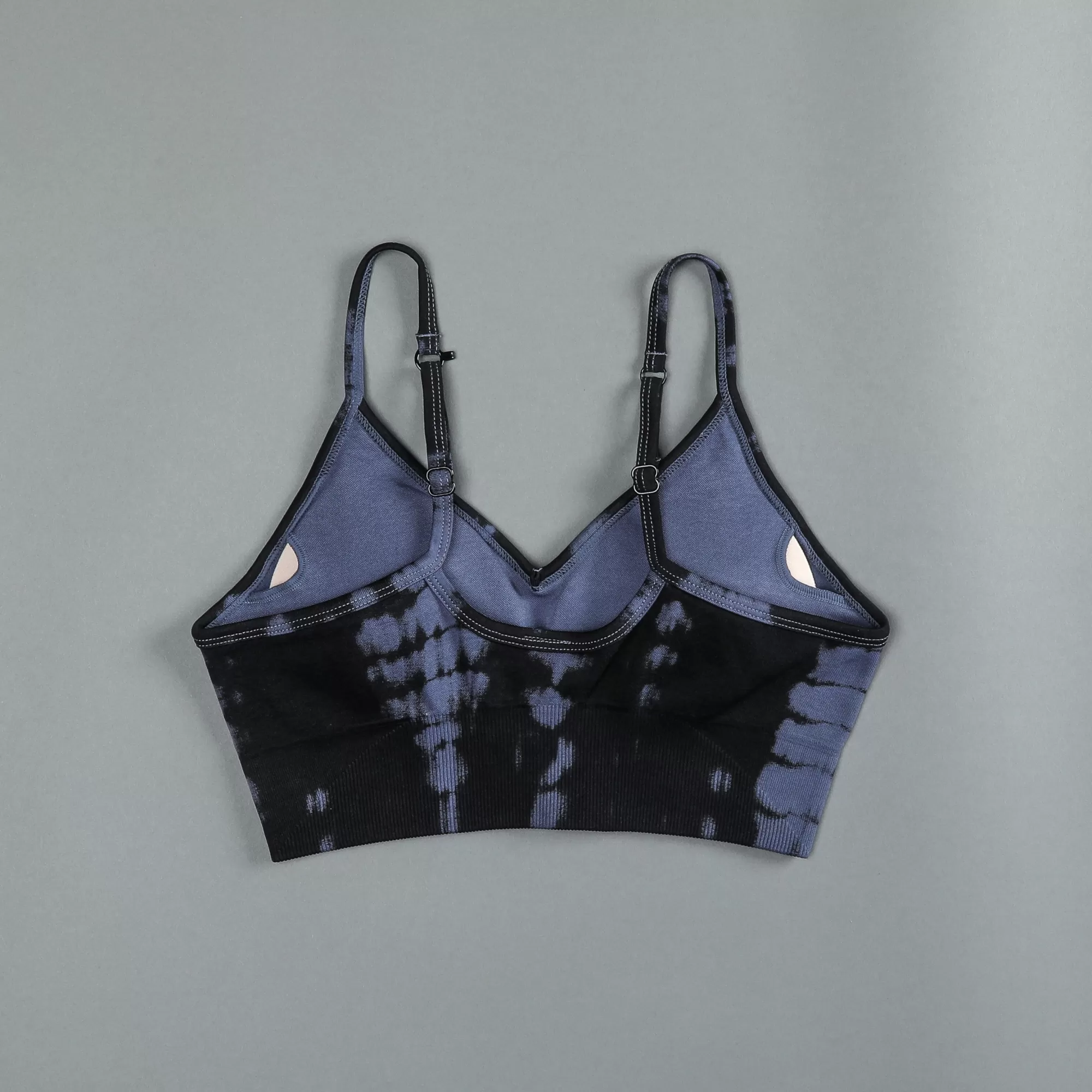 Hot Dual "Everson Seamless" Sports Bra In Tonal Midnight Blue Serpent Women Tops