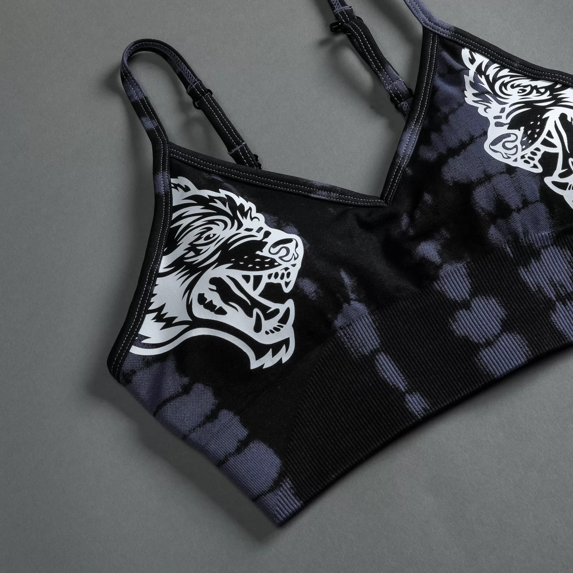 Hot Dual "Everson Seamless" Sports Bra In Tonal Midnight Blue Serpent Women Tops