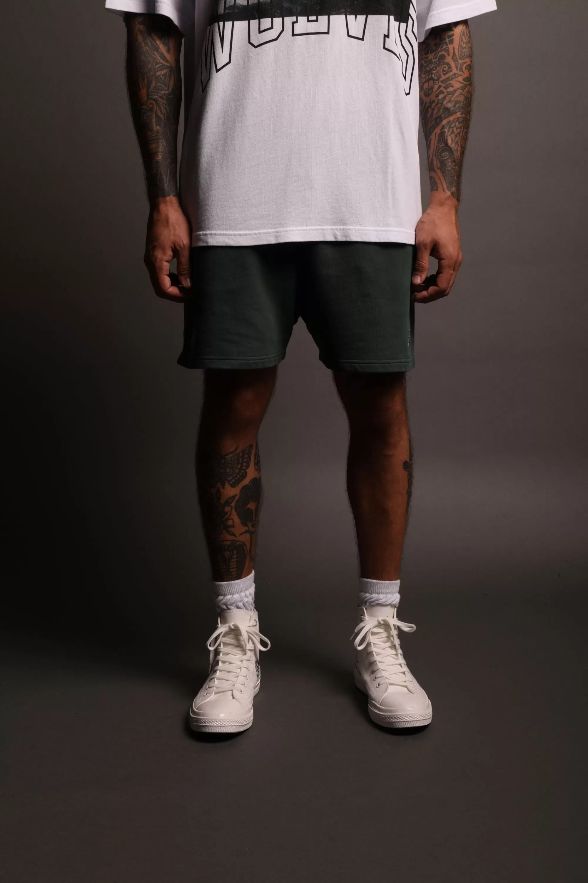 Hot Dual Patch Liam Sweat Shorts In Norse Green Men Shorts