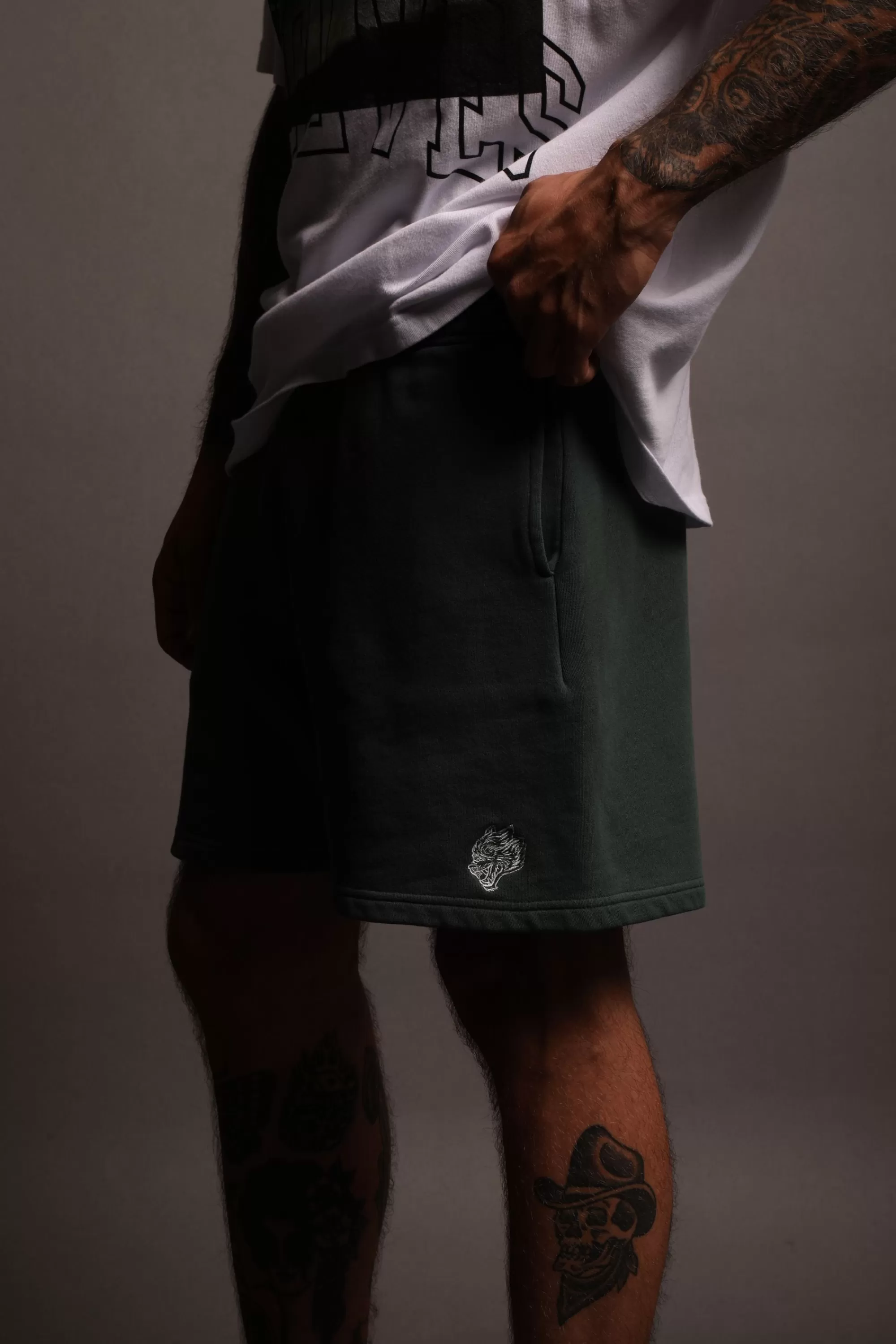 Hot Dual Patch Liam Sweat Shorts In Norse Green Men Shorts