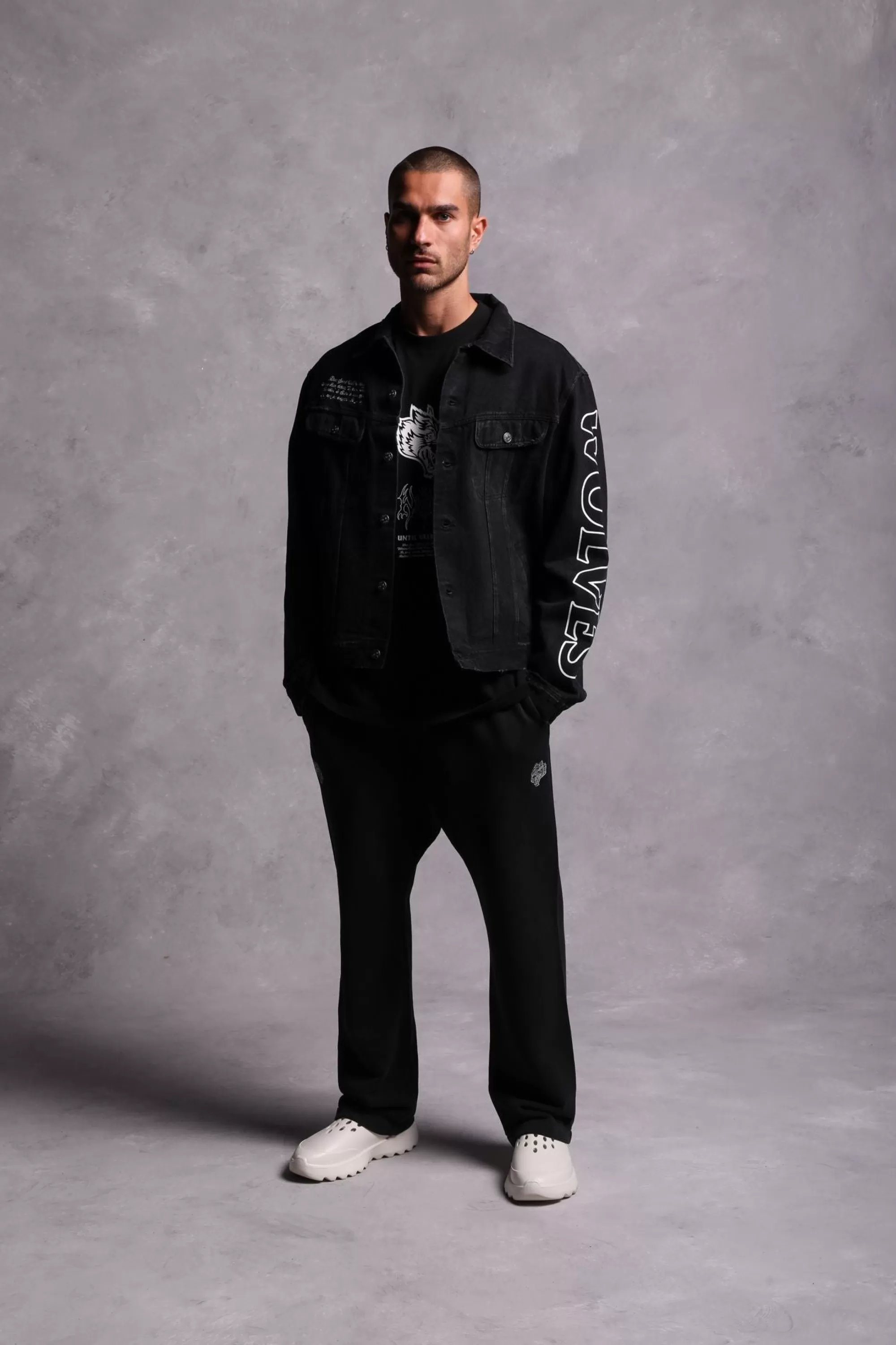 Best Enter Valhalla Clint American Denim Jacket In Vintage Distressed Black Men Jackets/Outerwear