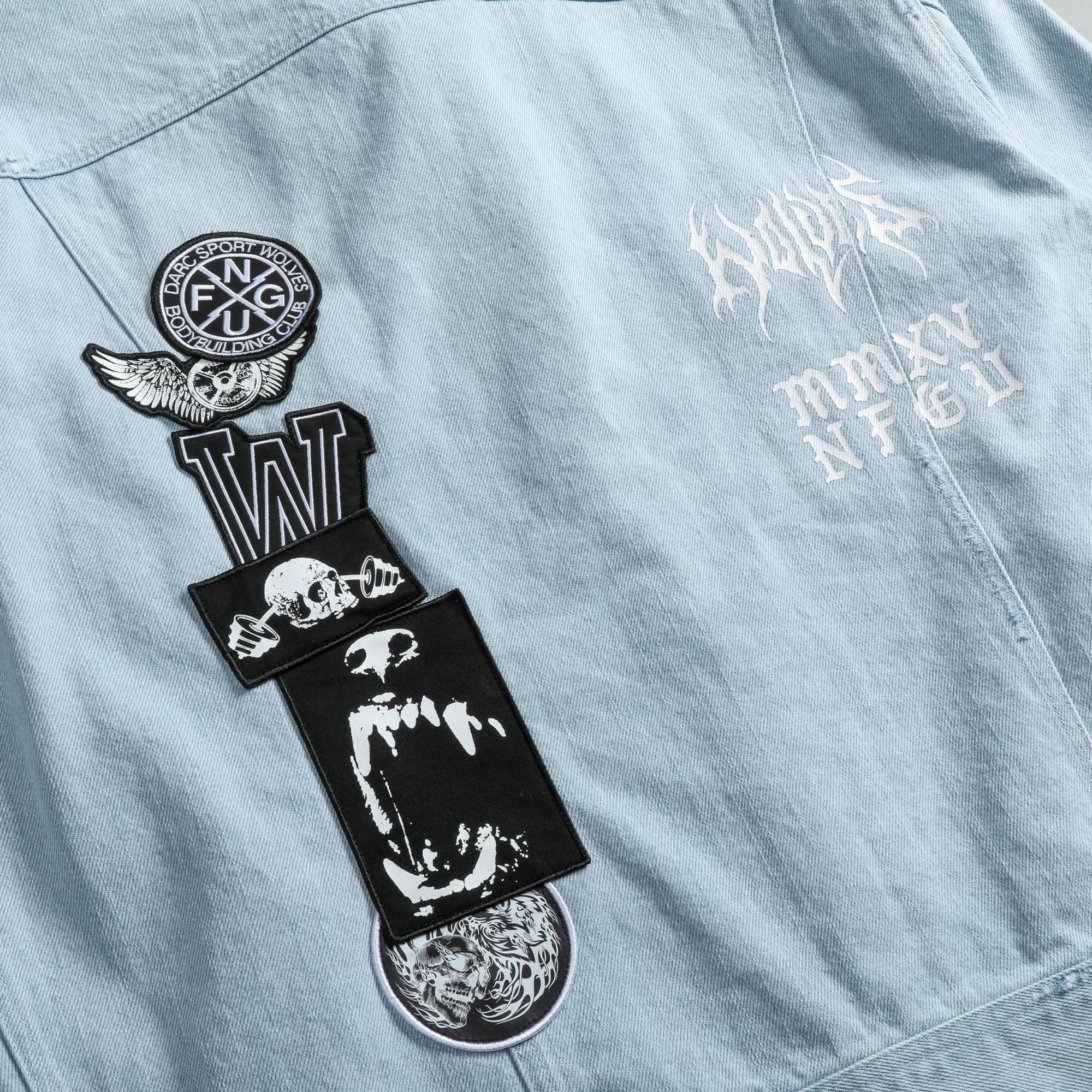 Flash Sale Enter Valhalla Clint American Denim Jacket In Vintage Distressed Blue Men Jackets/Outerwear