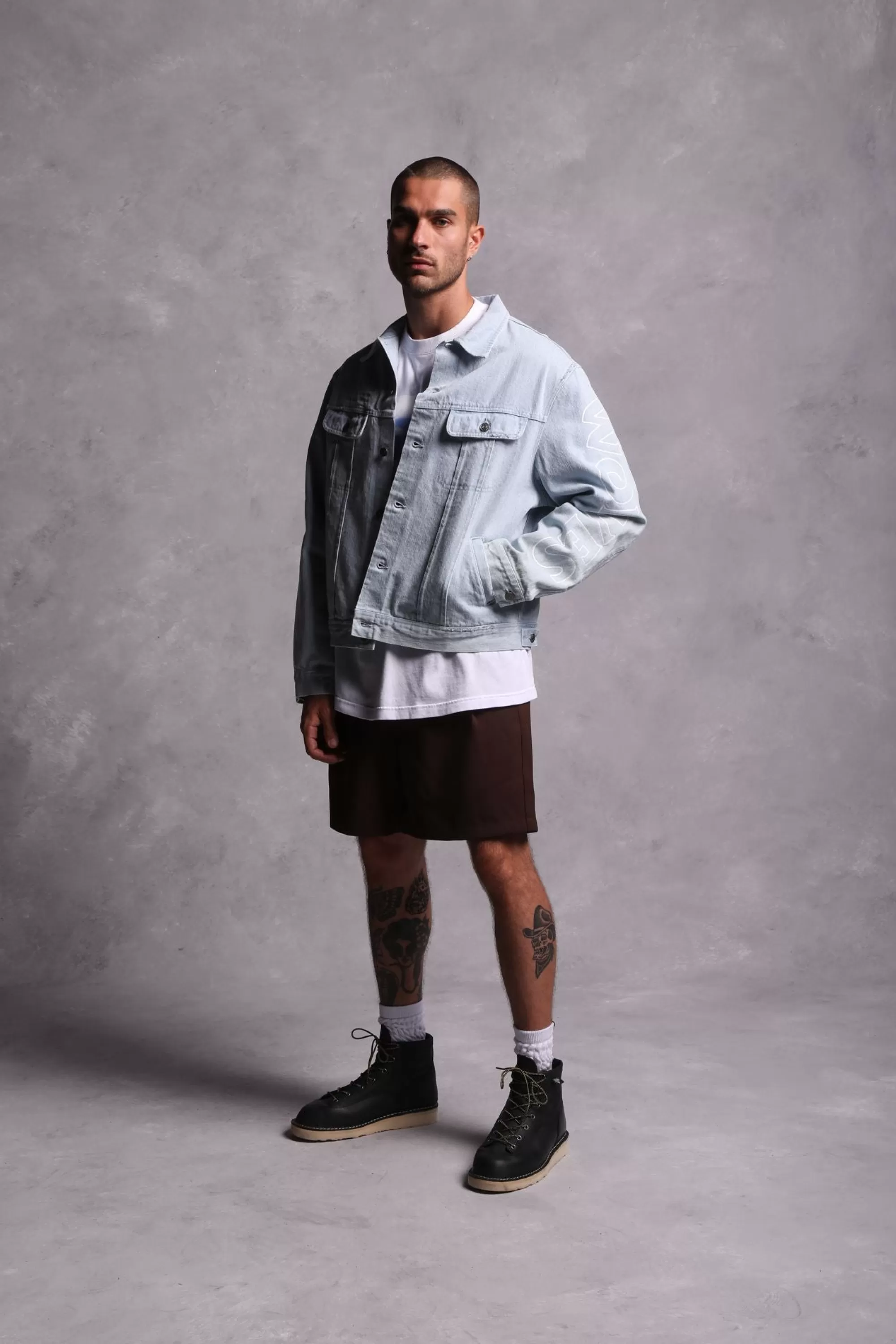 Flash Sale Enter Valhalla Clint American Denim Jacket In Vintage Distressed Blue Men Jackets/Outerwear