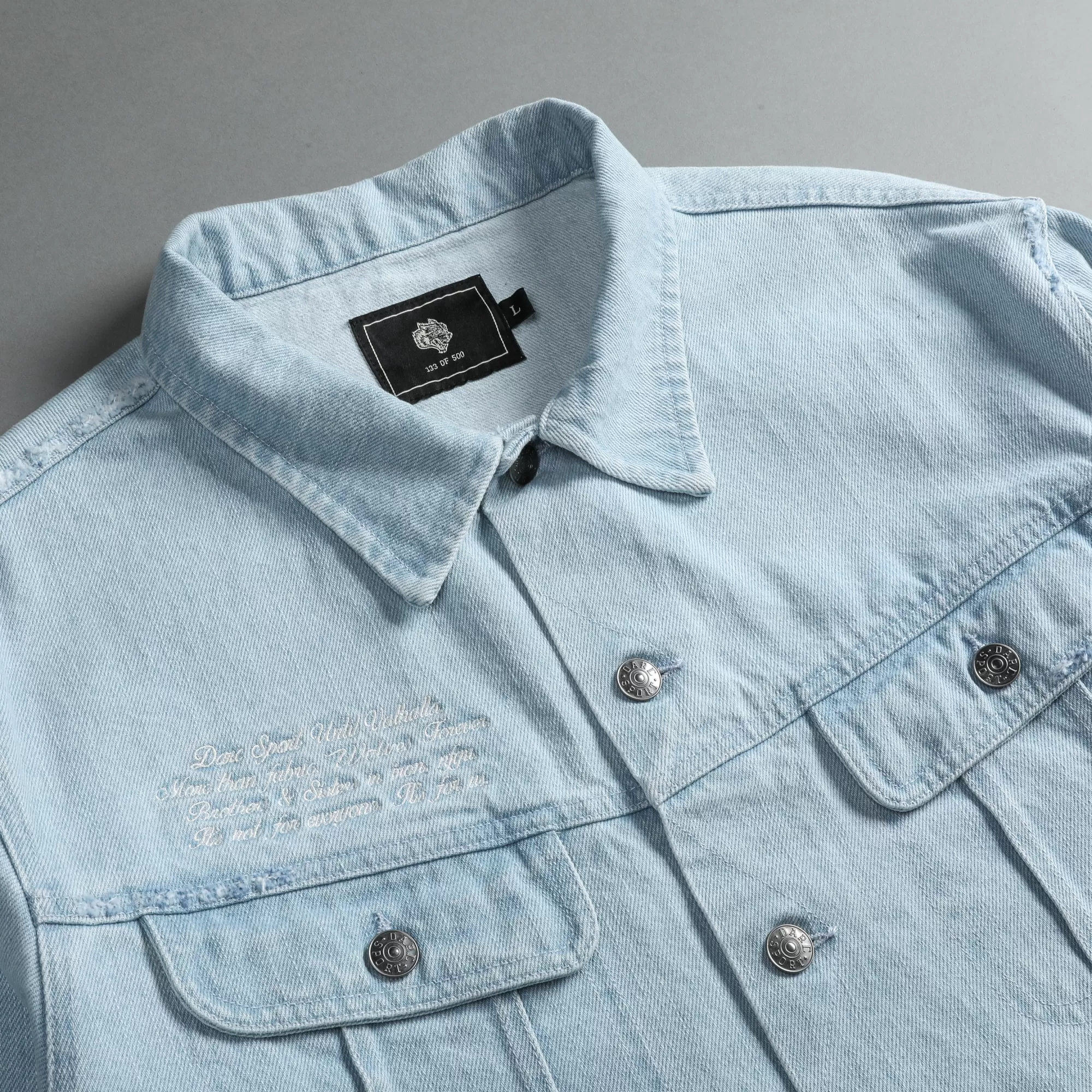 Flash Sale Enter Valhalla Clint American Denim Jacket In Vintage Distressed Blue Men Jackets/Outerwear