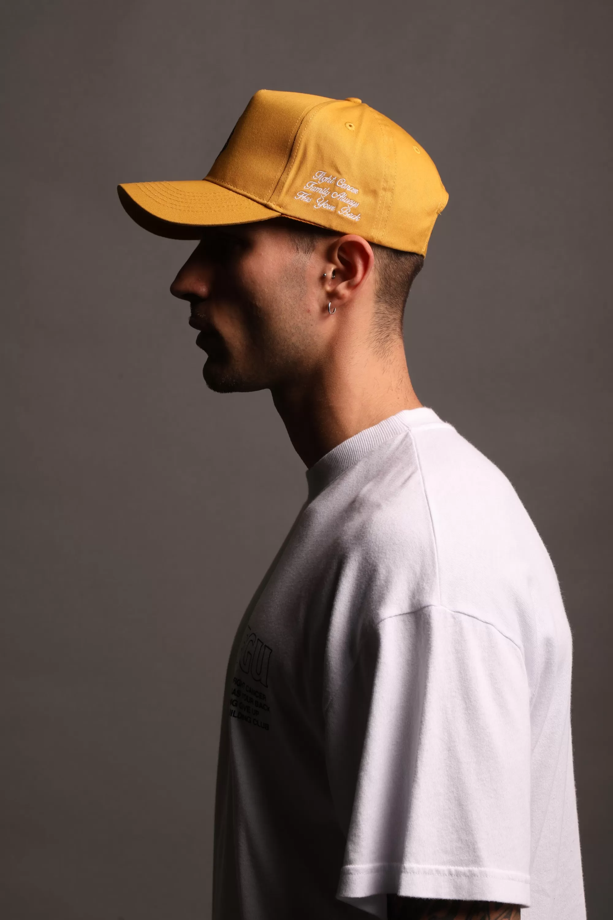 Shop F Cancer X Nfgu 5 Panel Hat In Vintage Gold Headwear