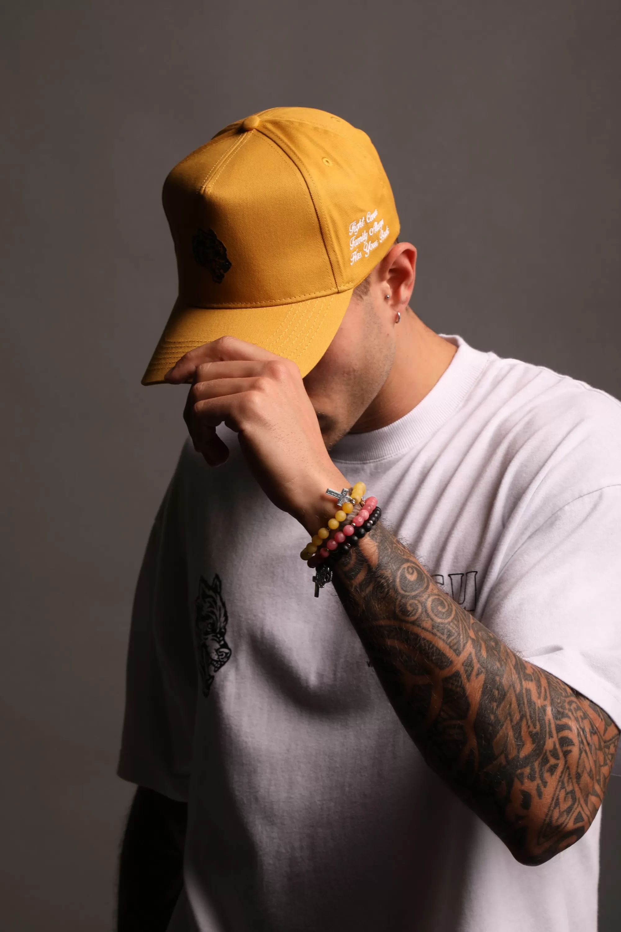 Shop F Cancer X Nfgu 5 Panel Hat In Vintage Gold Headwear