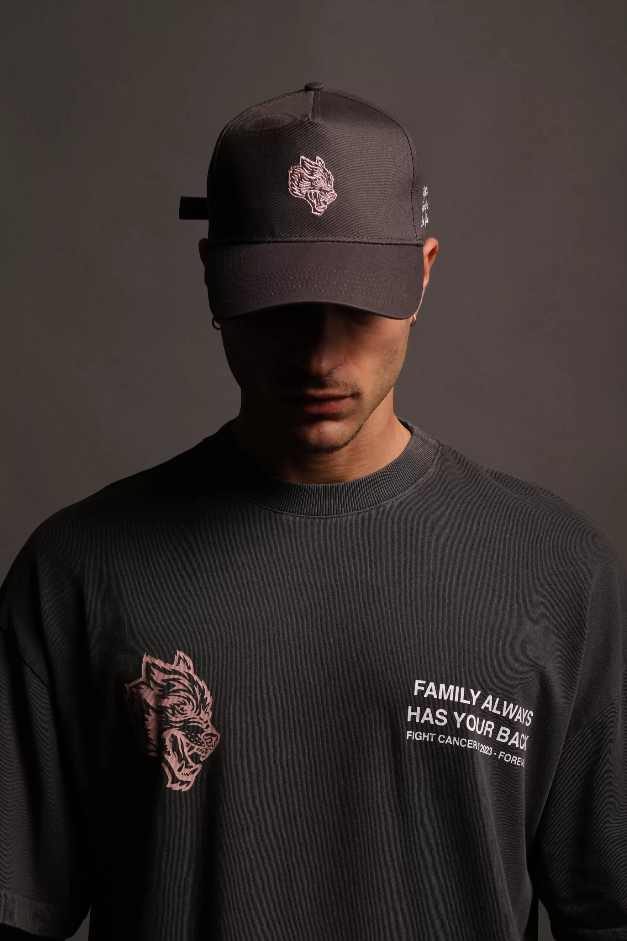 Best F Cancer X Nfgu 5 Panel Hat In Wolf Gray/Light Mauve Headwear