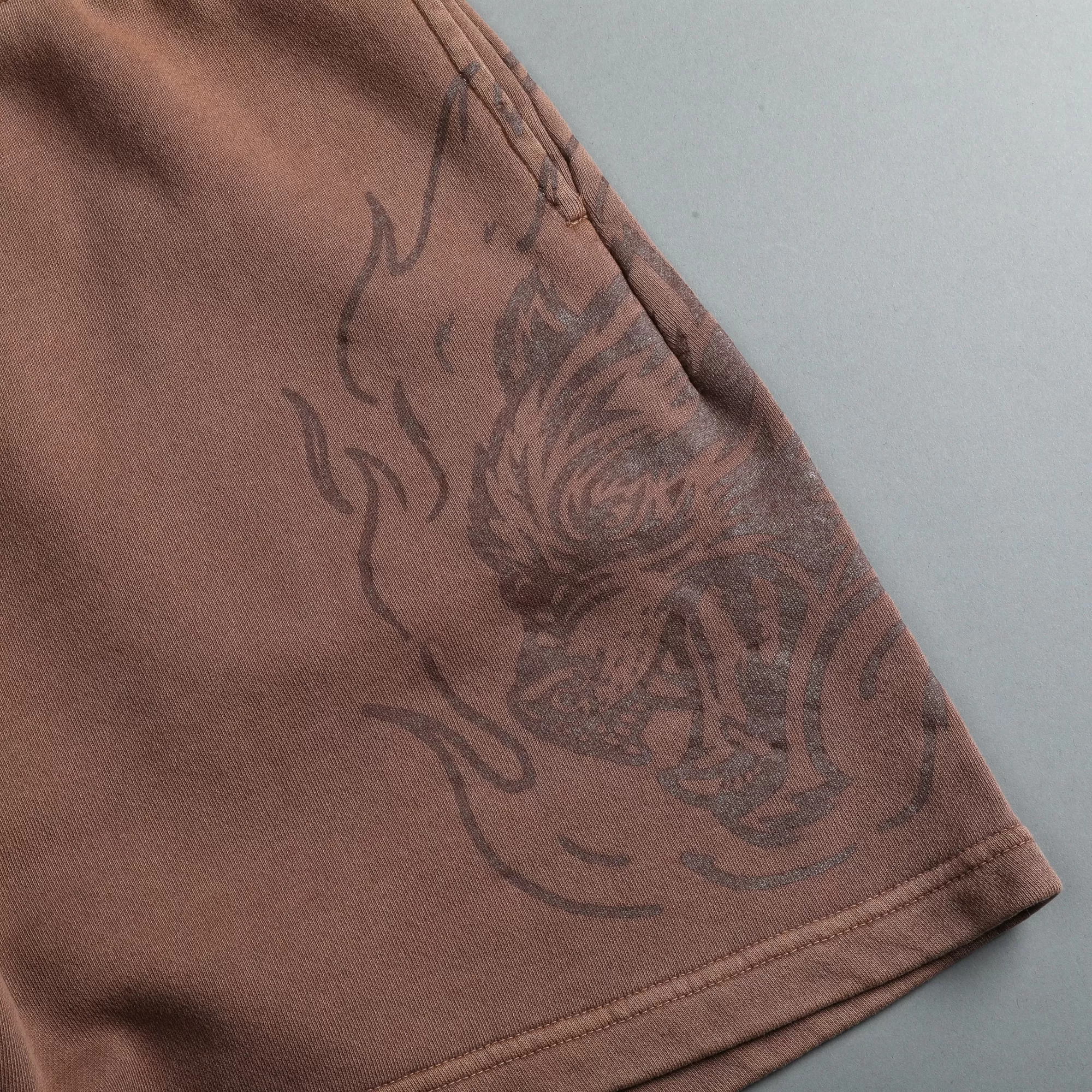 Hot Fired Up Patch Liam Sweat Shorts In Norse Brown Men Shorts