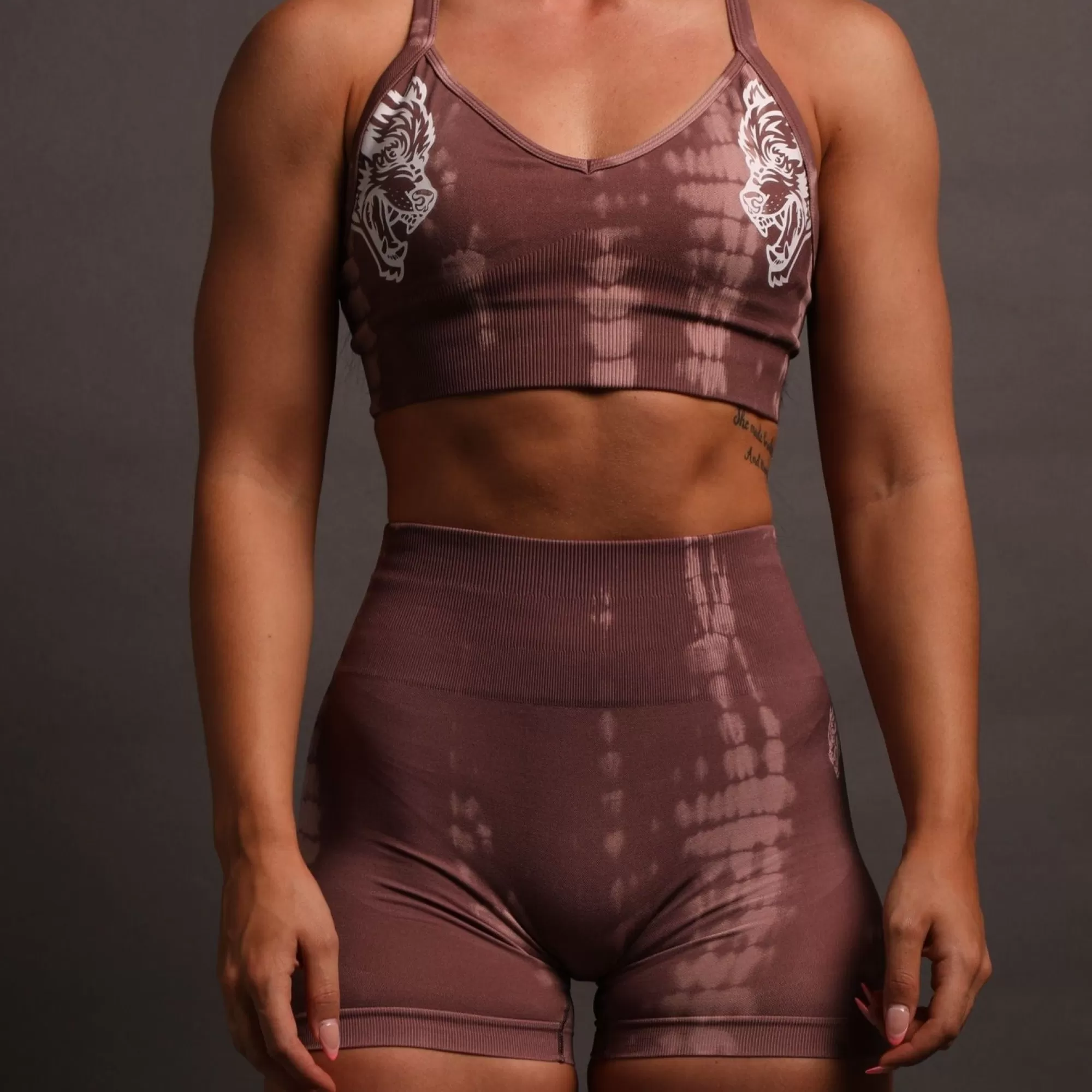 New Fuel Everson Seamless "Sierra" Shorts In Tonal Mauve Serpent Women Bottoms