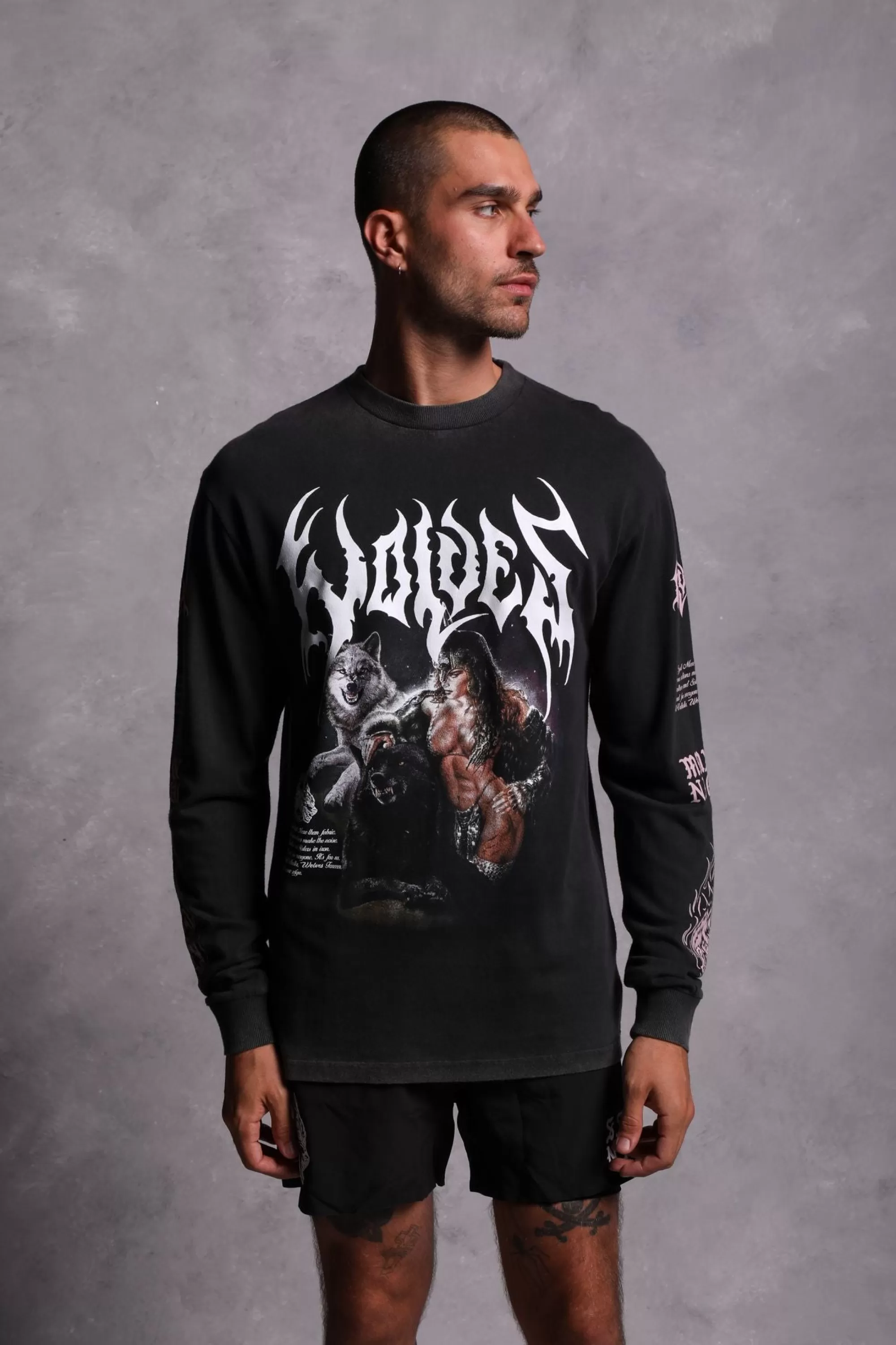 Cheap Goddess "Premium Vintage" (Ls) Tee In Charcoal Men Premium/Oversized Tees