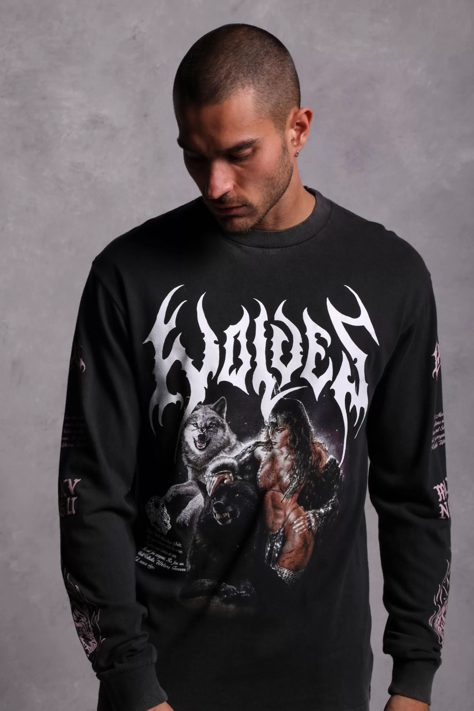 Cheap Goddess "Premium Vintage" (Ls) Tee In Charcoal Men Premium/Oversized Tees