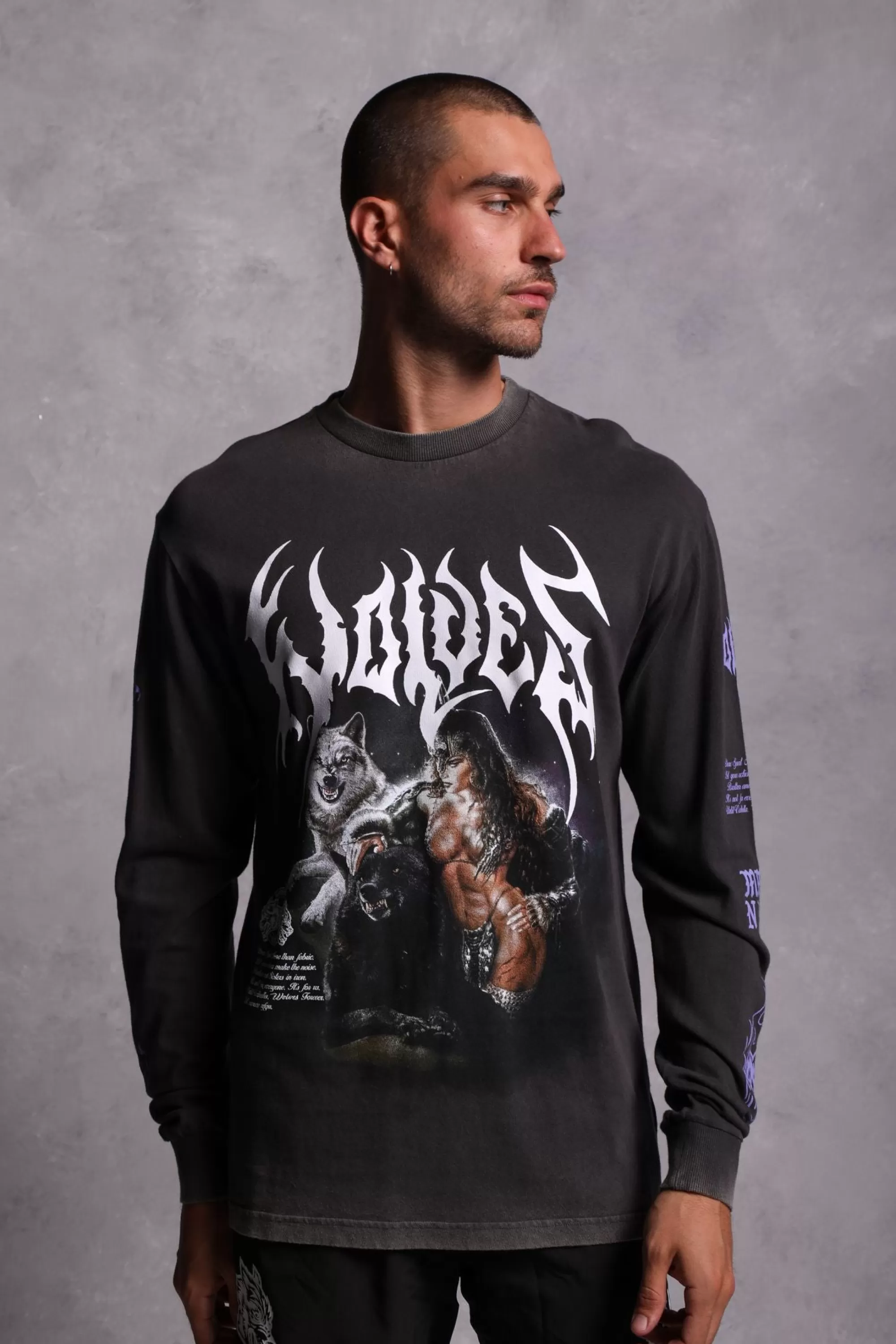 Discount Goddess "Premium Vintage" (Ls) Tee In Wolf Gray Men Premium/Oversized Tees