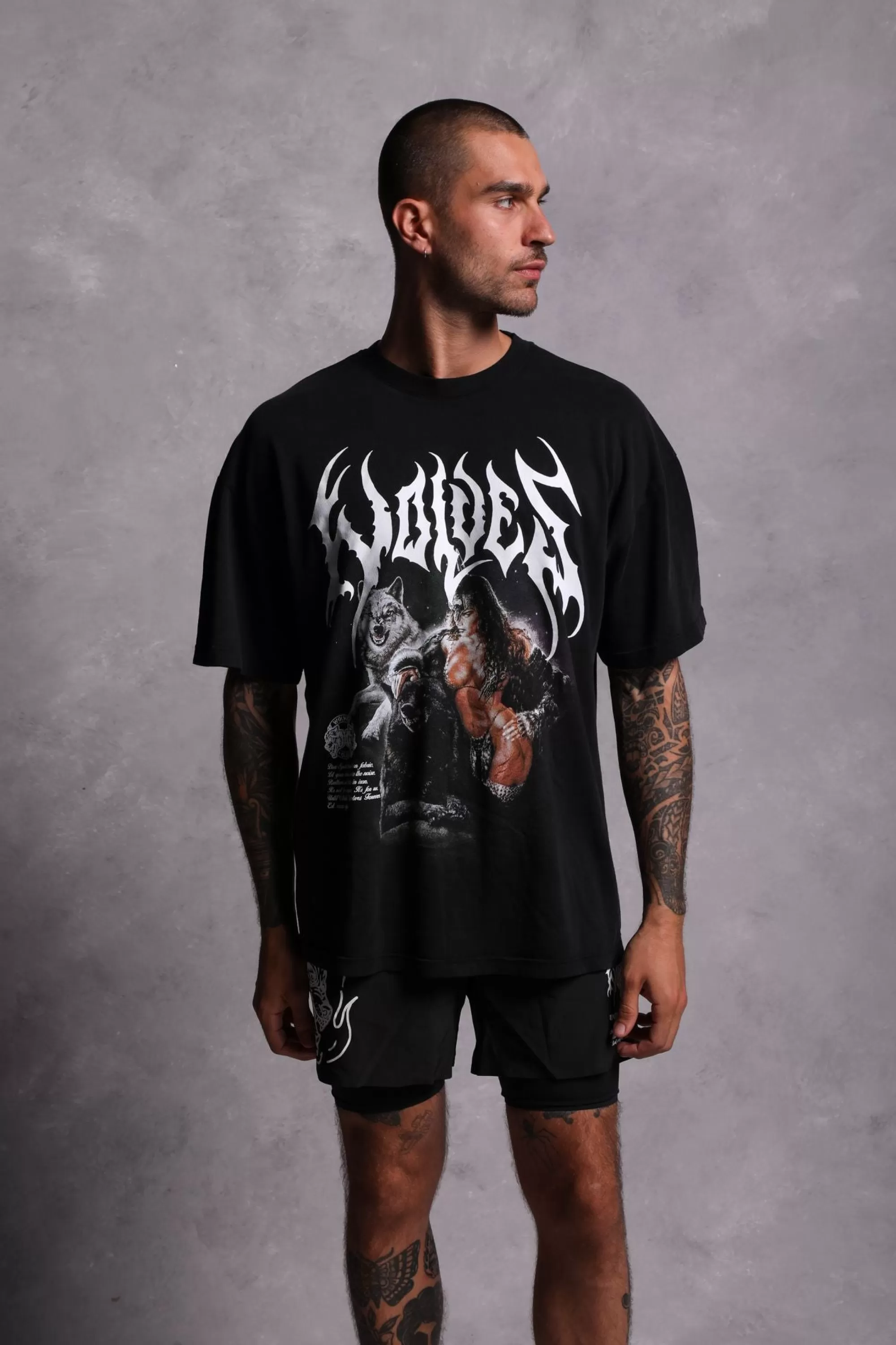 Shop Goddess "Premium Vintage" Oversized Tee In Black Men Premium/Oversized Tees