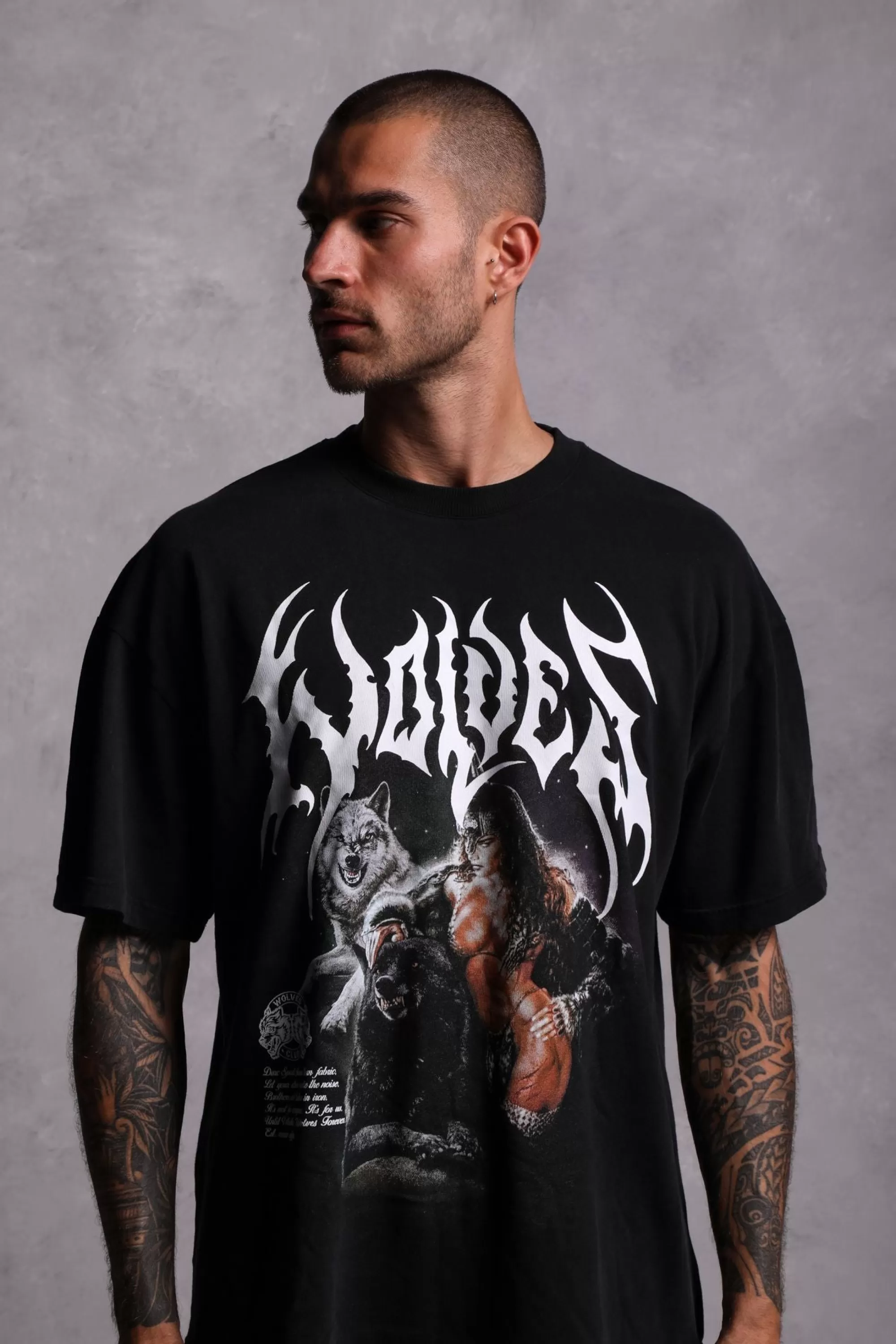 Shop Goddess "Premium Vintage" Oversized Tee In Black Men Premium/Oversized Tees