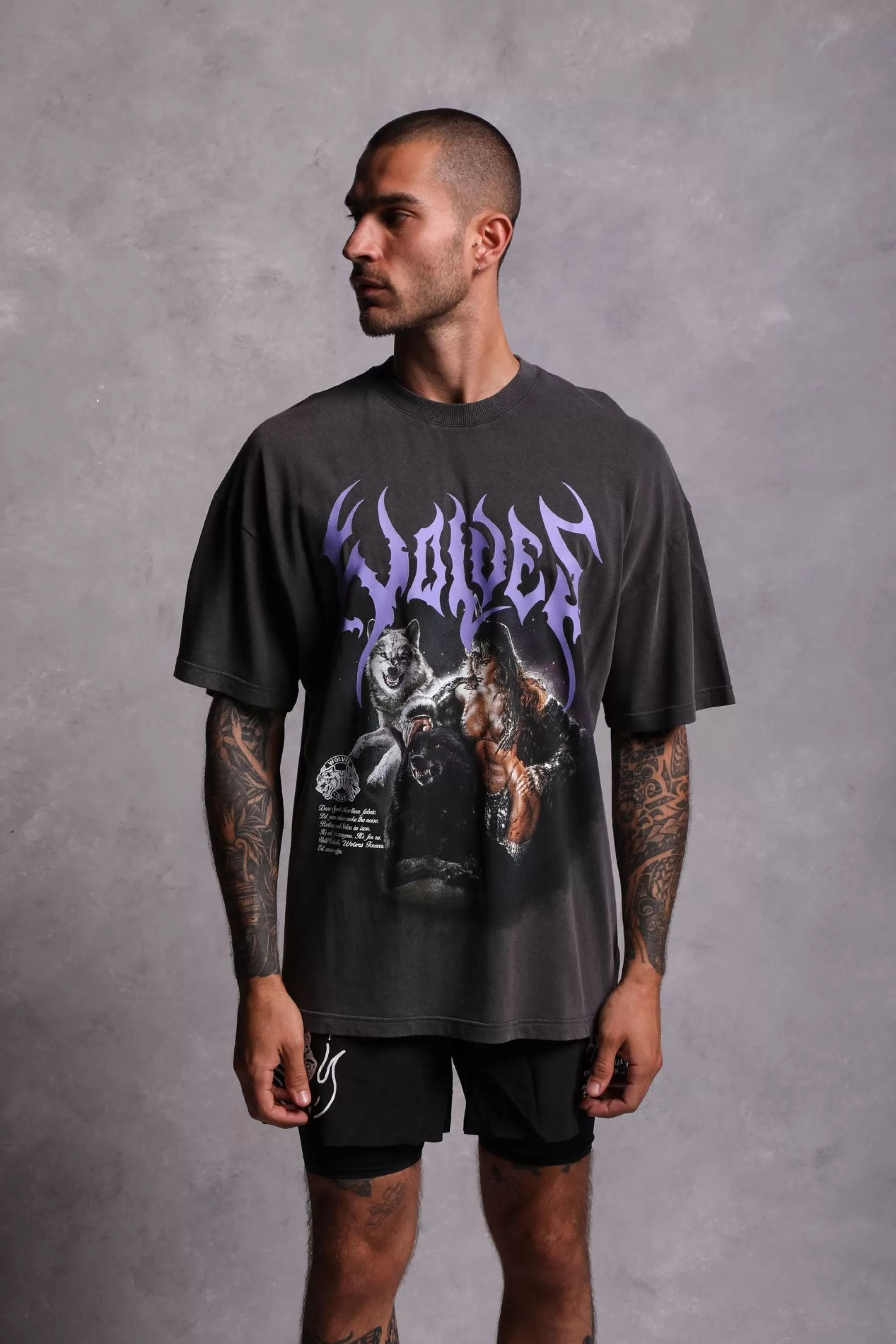 Shop Goddess "Premium Vintage" Oversized Tee In Wolf Gray Men Premium/Oversized Tees