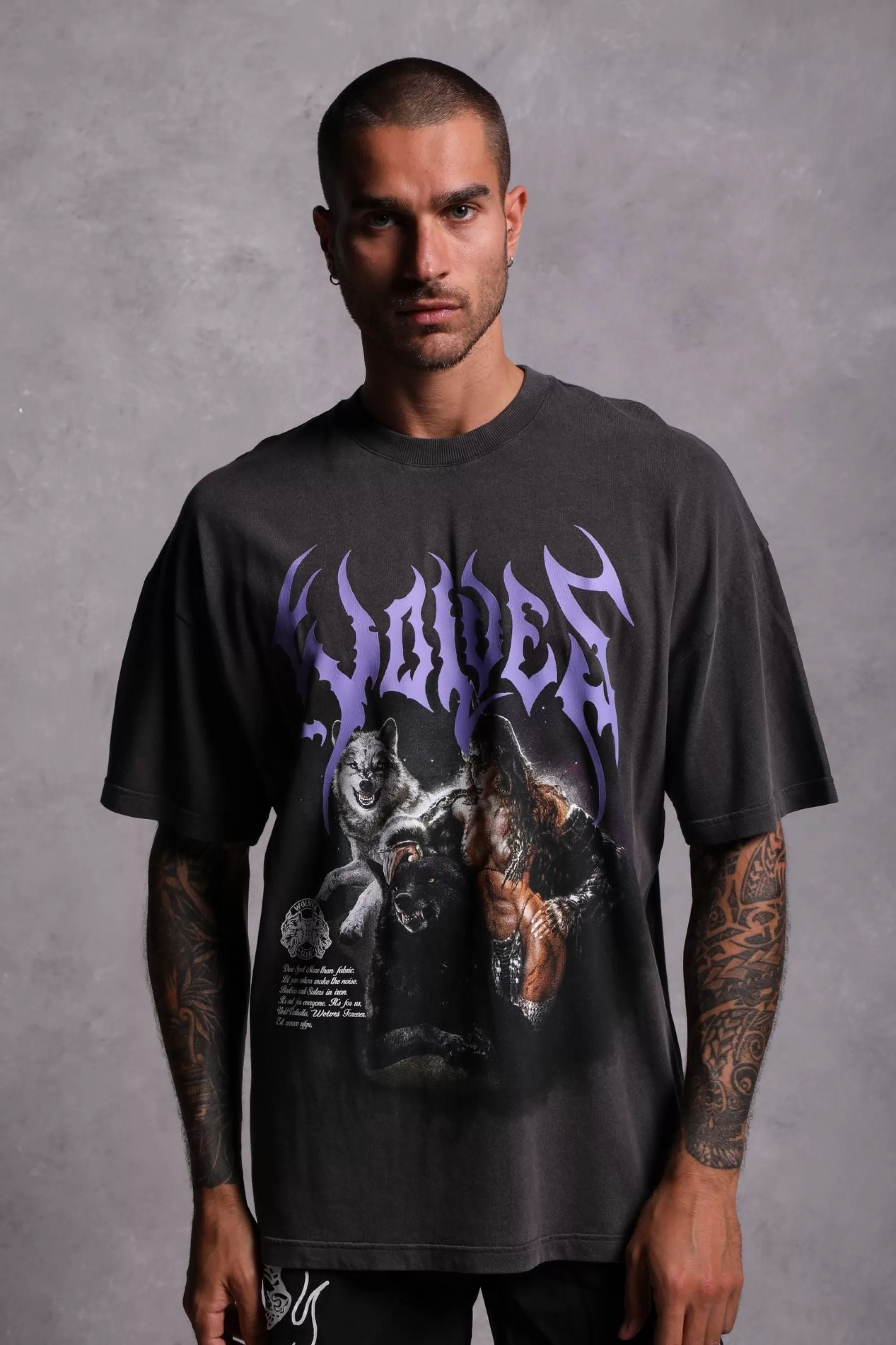 Shop Goddess "Premium Vintage" Oversized Tee In Wolf Gray Men Premium/Oversized Tees