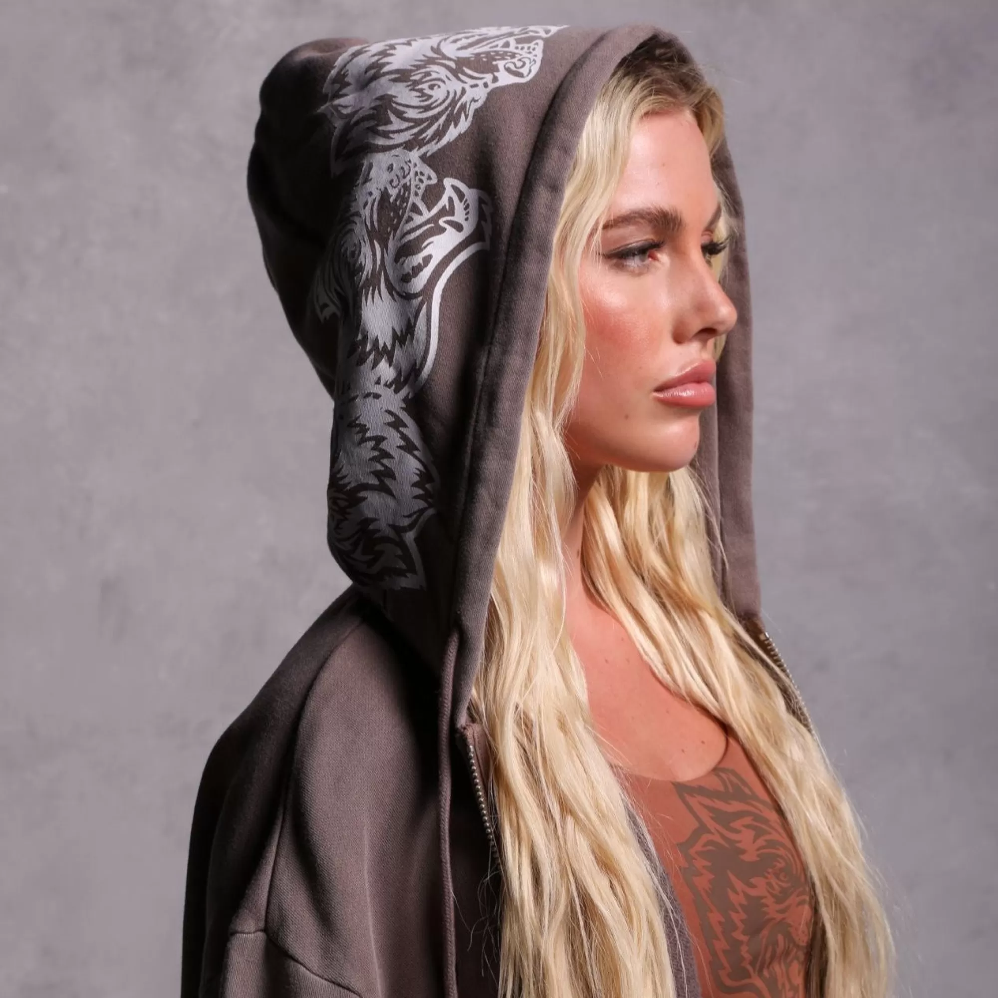 Outlet Halo "Vintage Chambers" (Cropped) Zip Hoodie In Mojave Brown Women Tops