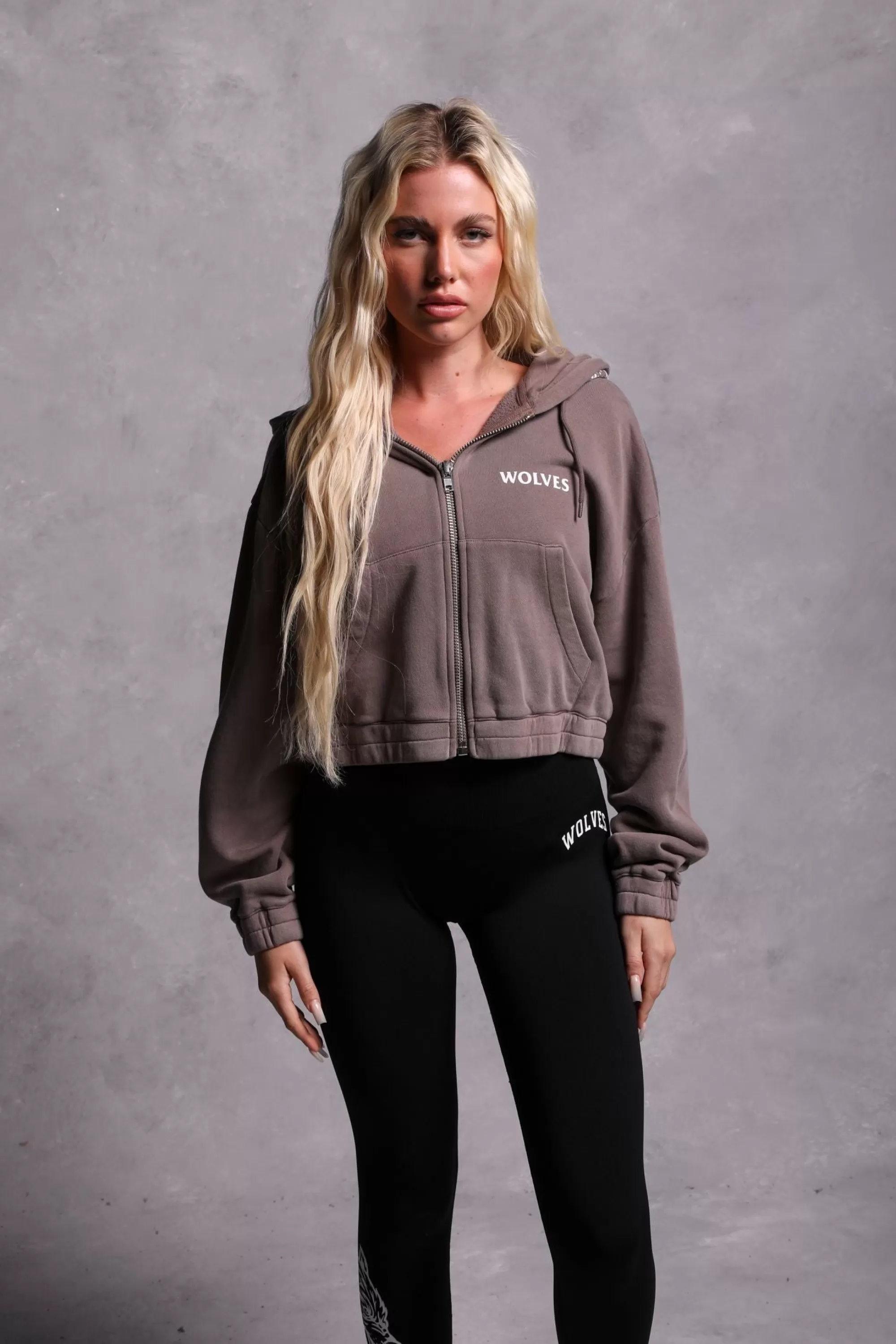 Outlet Halo "Vintage Chambers" (Cropped) Zip Hoodie In Mojave Brown Women Tops