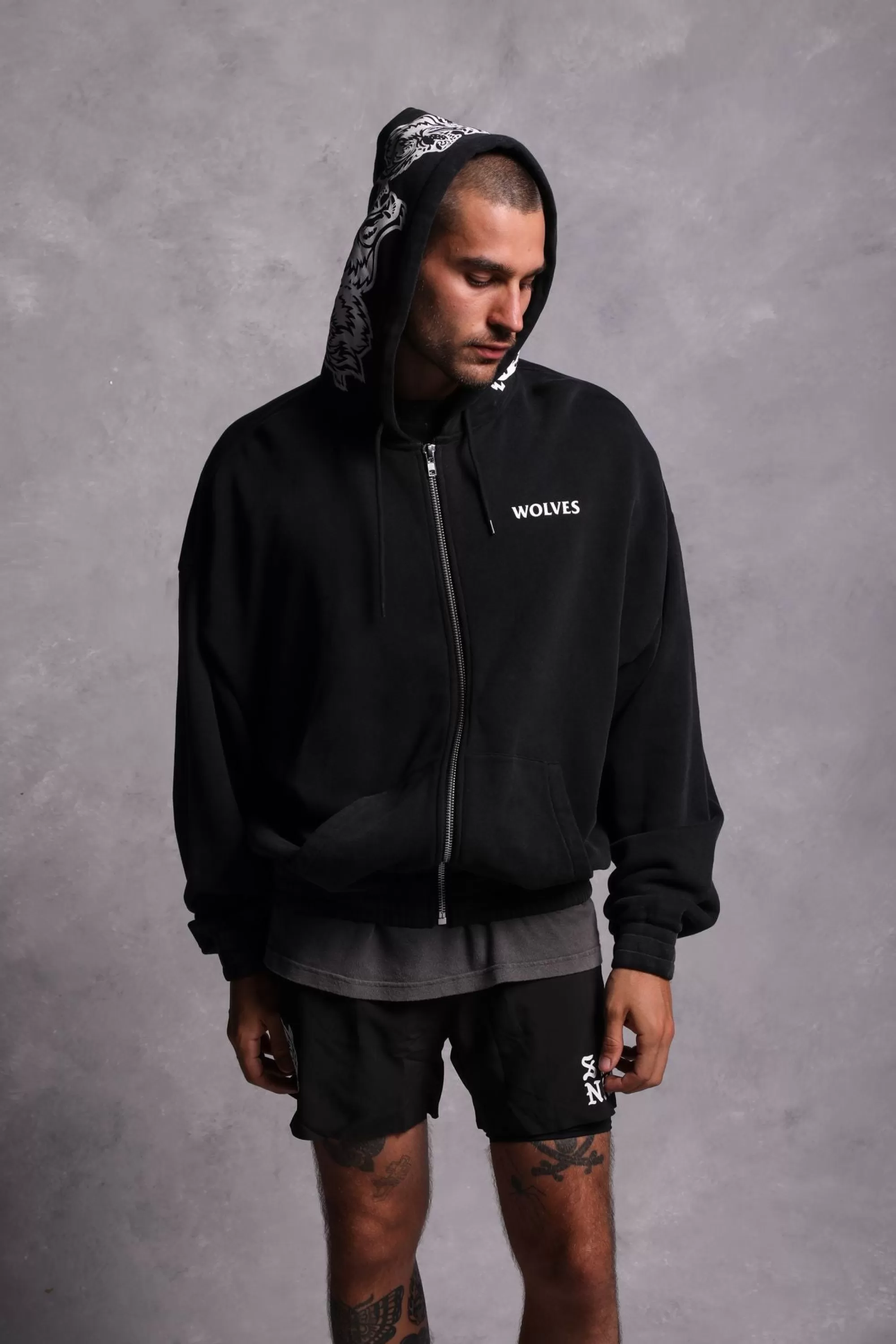 Hot Halo "Vintage Chambers" Zip Hoodie In Black Men Zip Up Hoodies