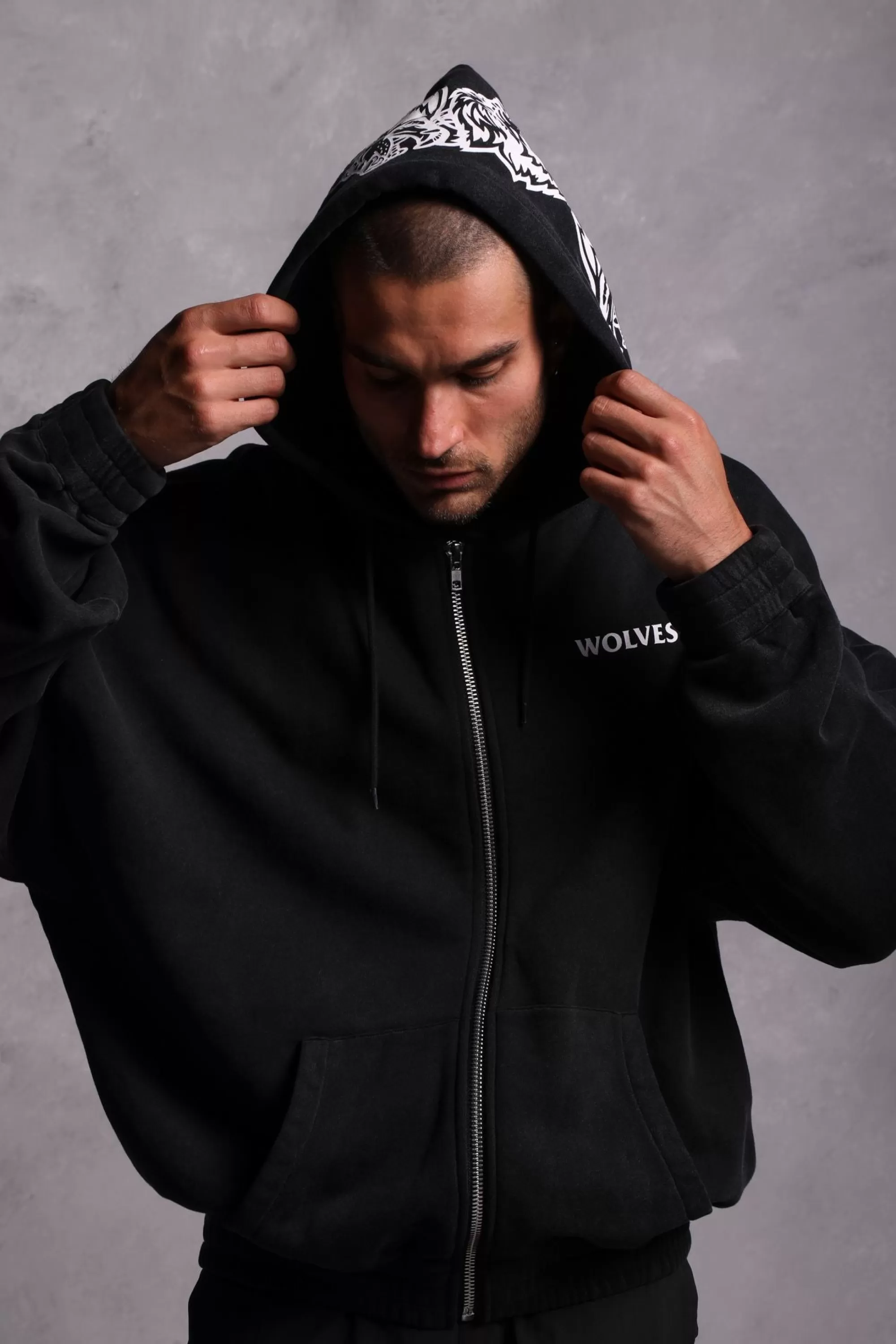 Hot Halo "Vintage Chambers" Zip Hoodie In Black Men Zip Up Hoodies