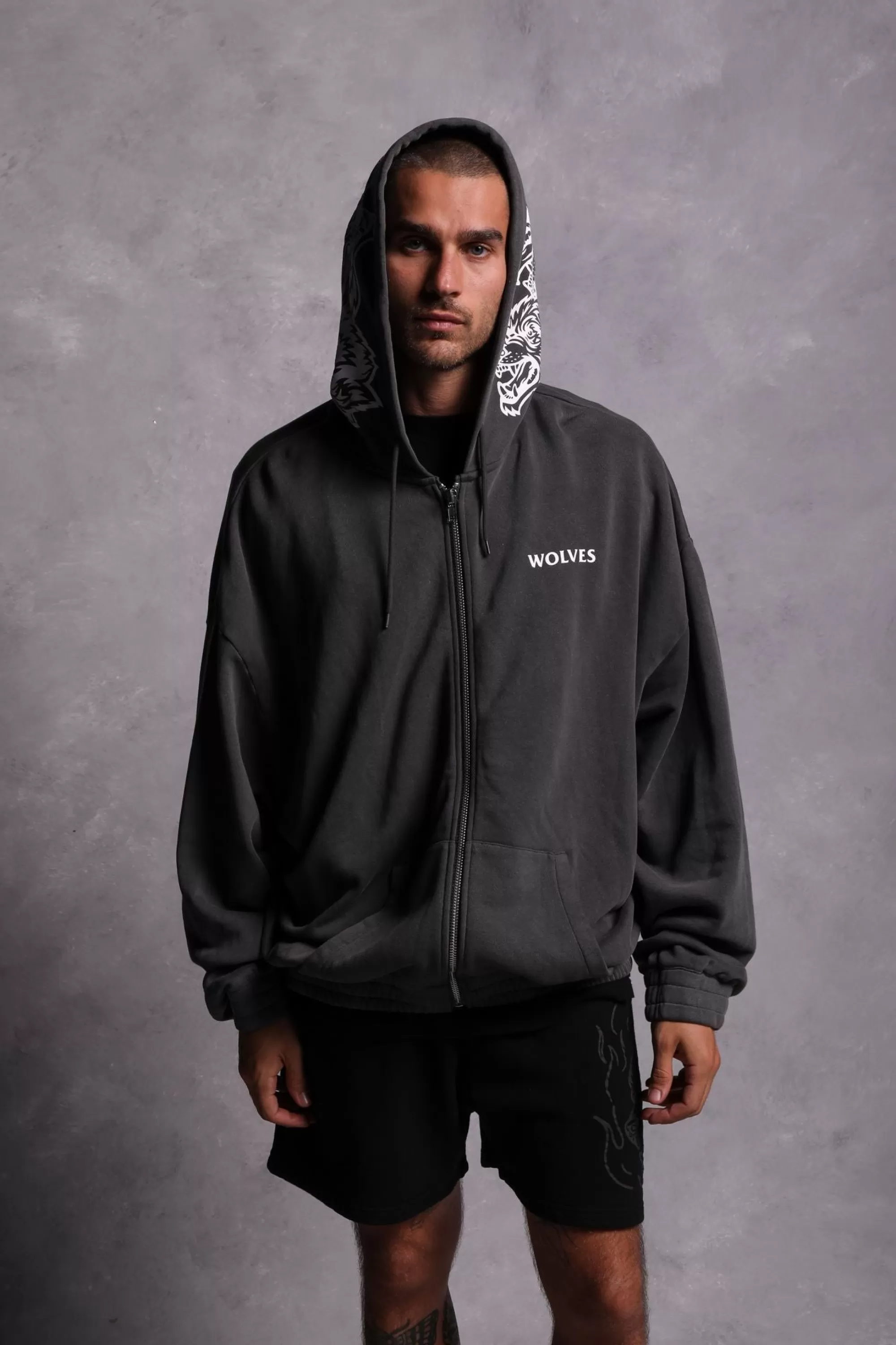 Cheap Halo "Vintage Chambers" Zip Hoodie In Wolf Gray Men Zip Up Hoodies