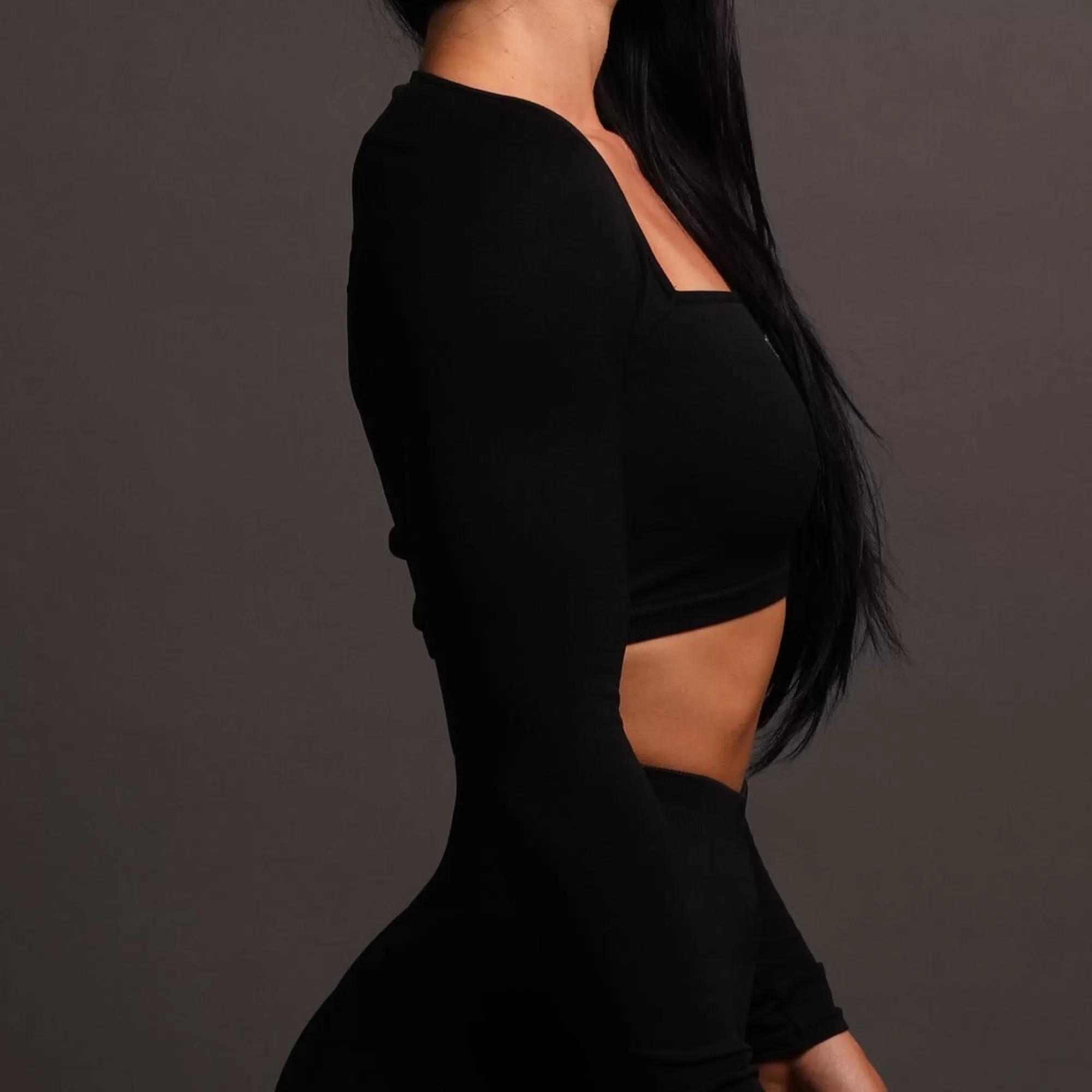 Best Hardcore L/S "Everson Sage Seamless" Top In Black Women Seamless