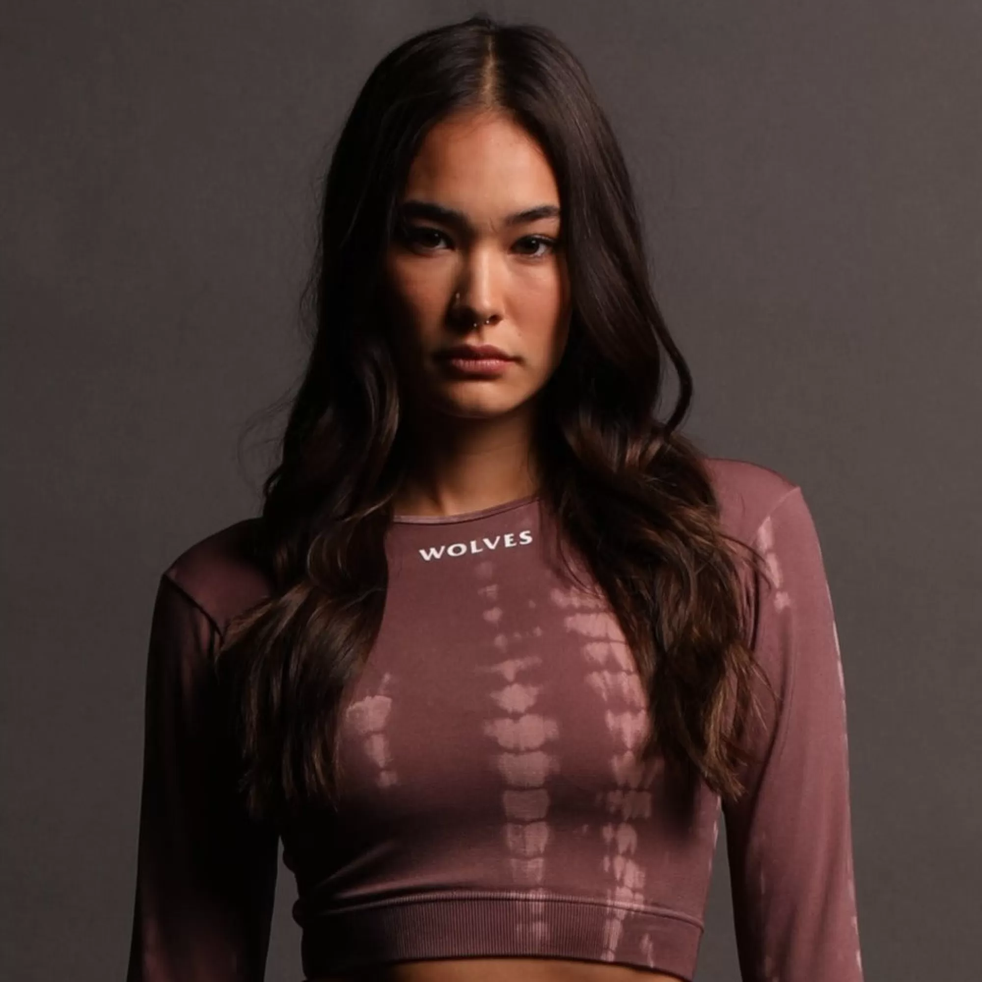 Clearance Hardcore L/S "Everson Seamless" Top In Tonal Mauve Serpent Women Tops