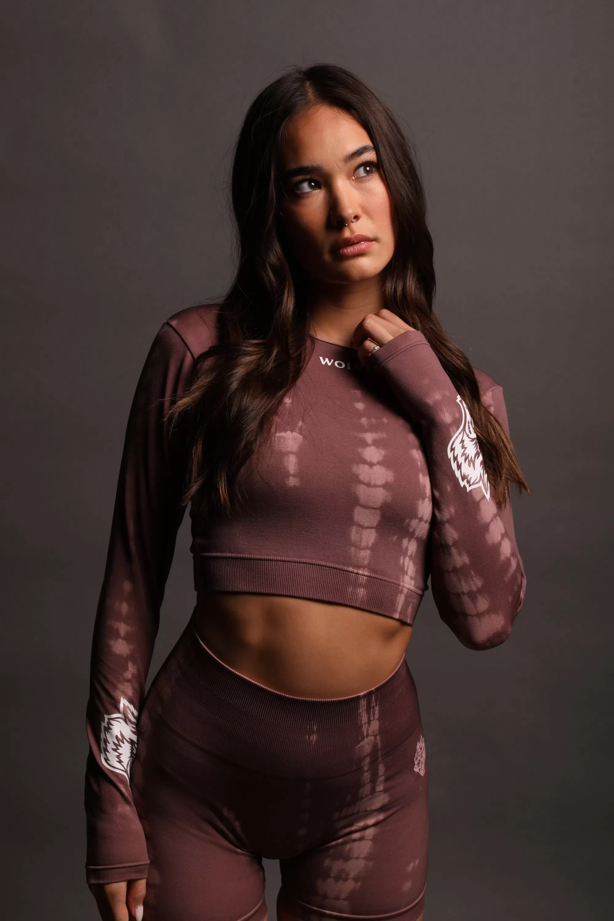 Clearance Hardcore L/S "Everson Seamless" Top In Tonal Mauve Serpent Women Tops