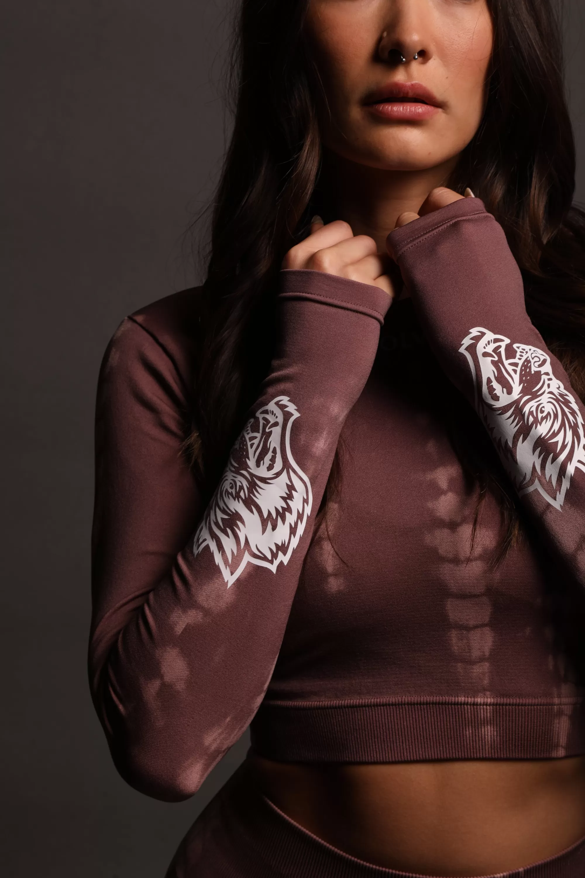 Clearance Hardcore L/S "Everson Seamless" Top In Tonal Mauve Serpent Women Tops