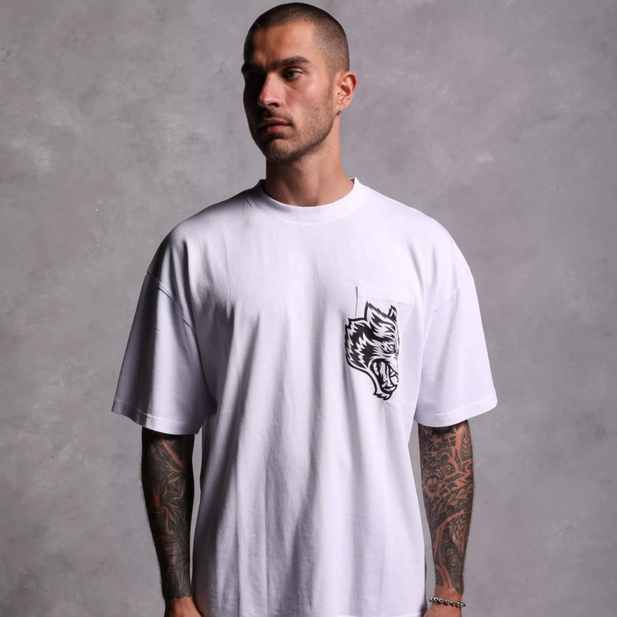 Best Sale House Of Wolves "Premium" Pocket Tee In White Men Premium/Oversized Tees
