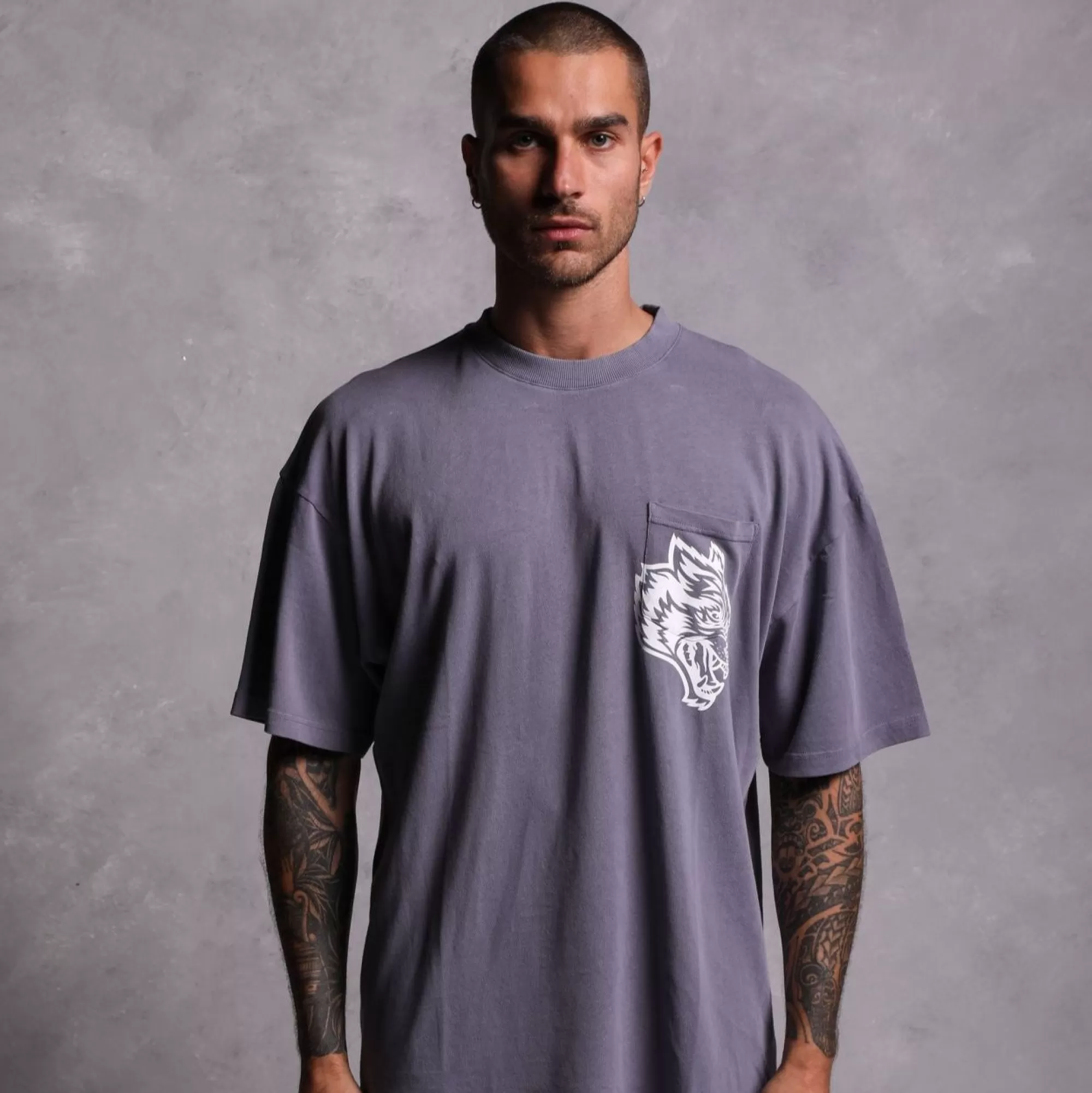 Sale House Of Wolves "Premium Vintage" Pocket Tee In Norse Purple Men Premium/Oversized Tees