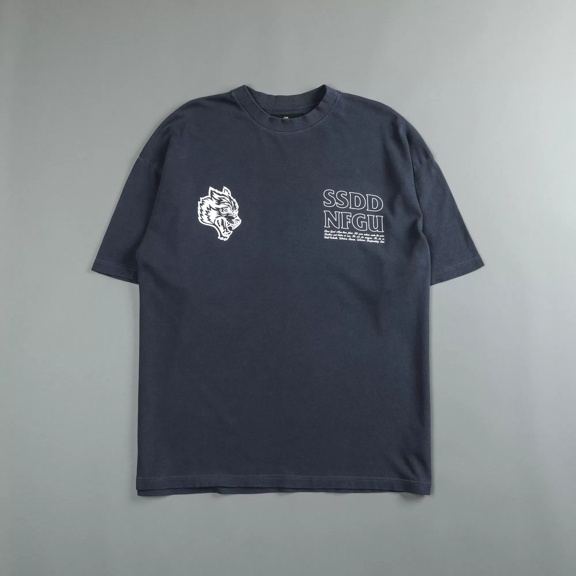Shop House Of Wolves V2 "Premium" Oversized Unisex Tee In Midnight Blue Men Premium/Oversized Tees